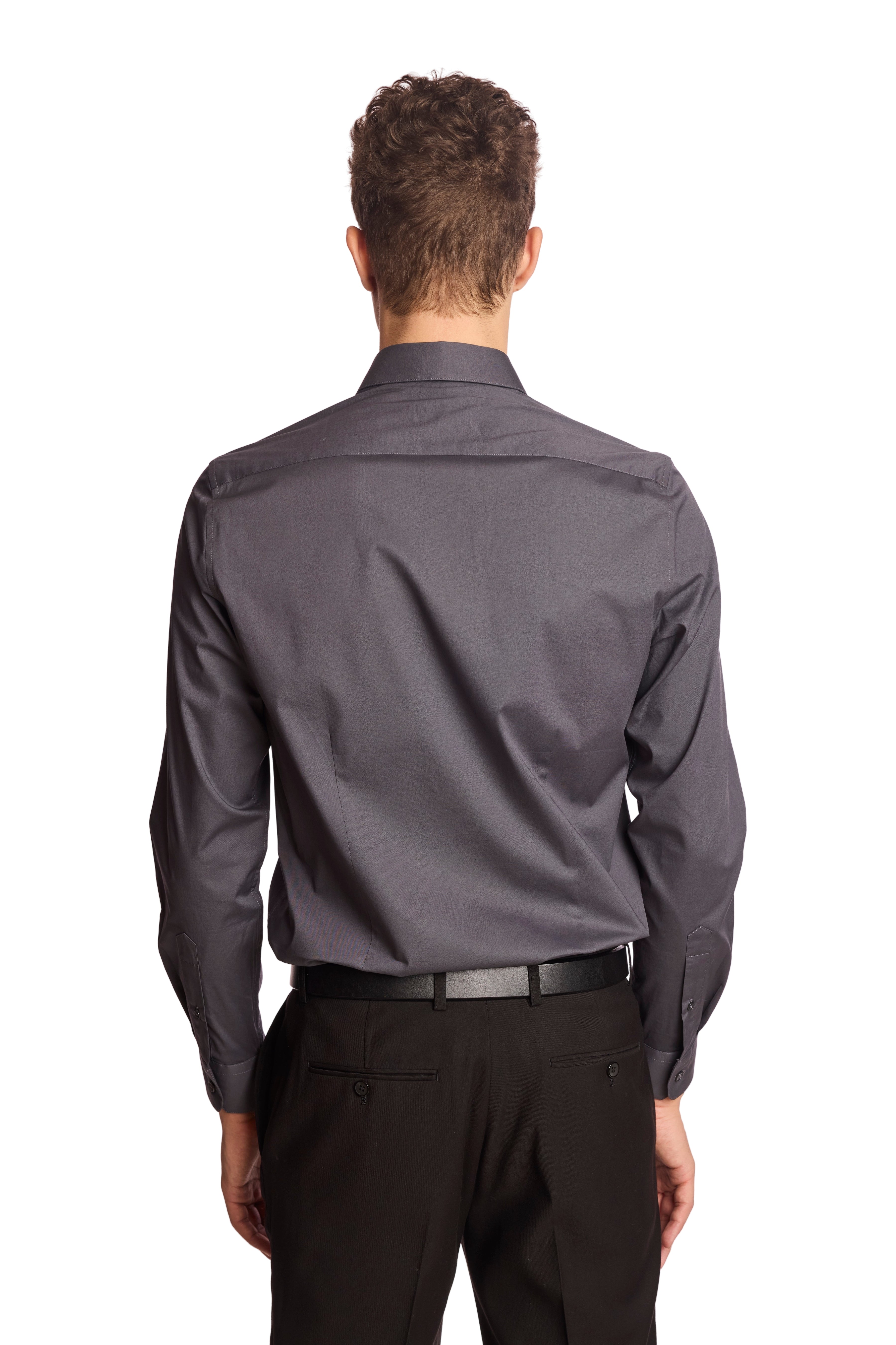 Parker Pointed Collar Shirt - Charcoal Solid