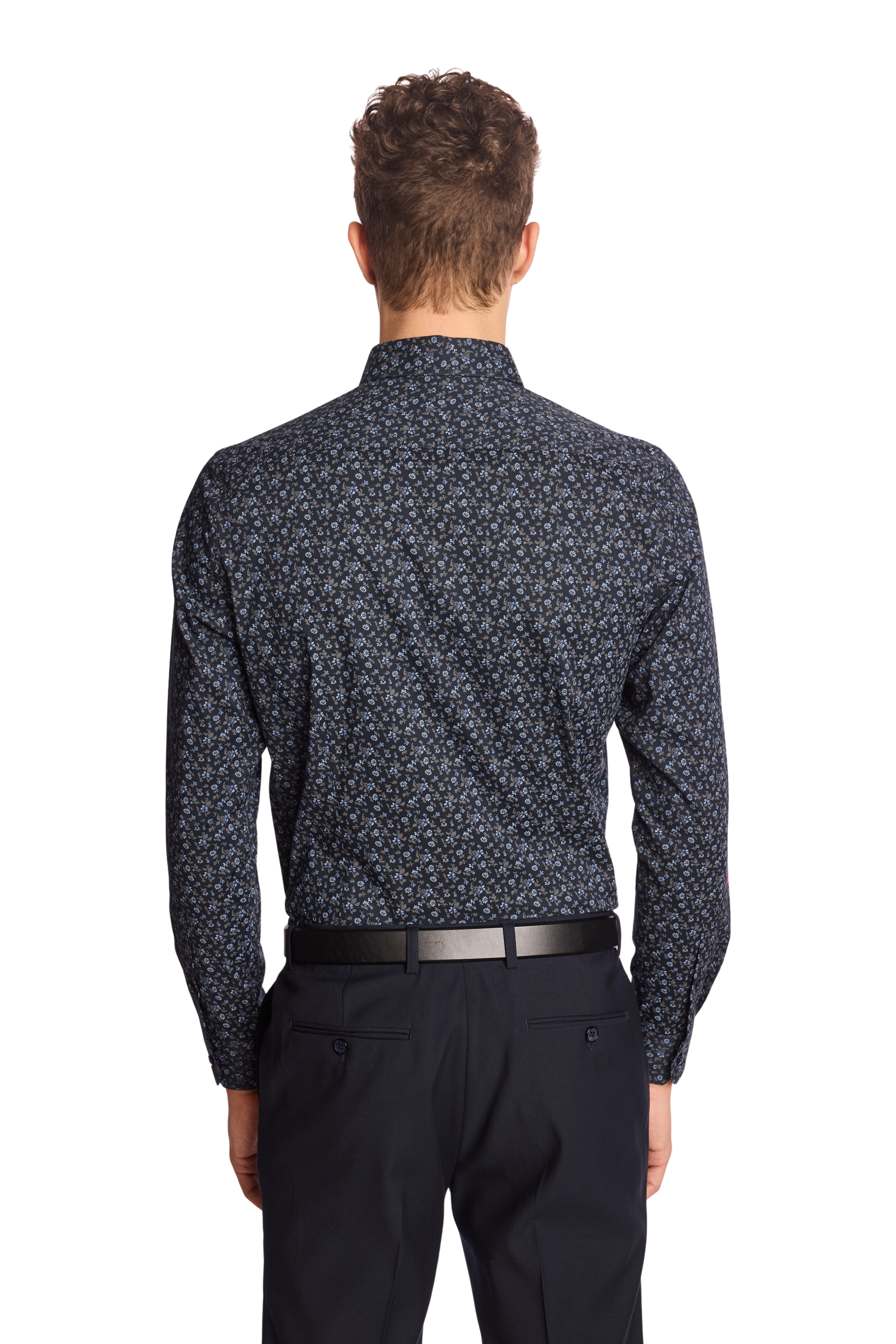 Brian Button Down Shirt - Navy and Grey Floral
