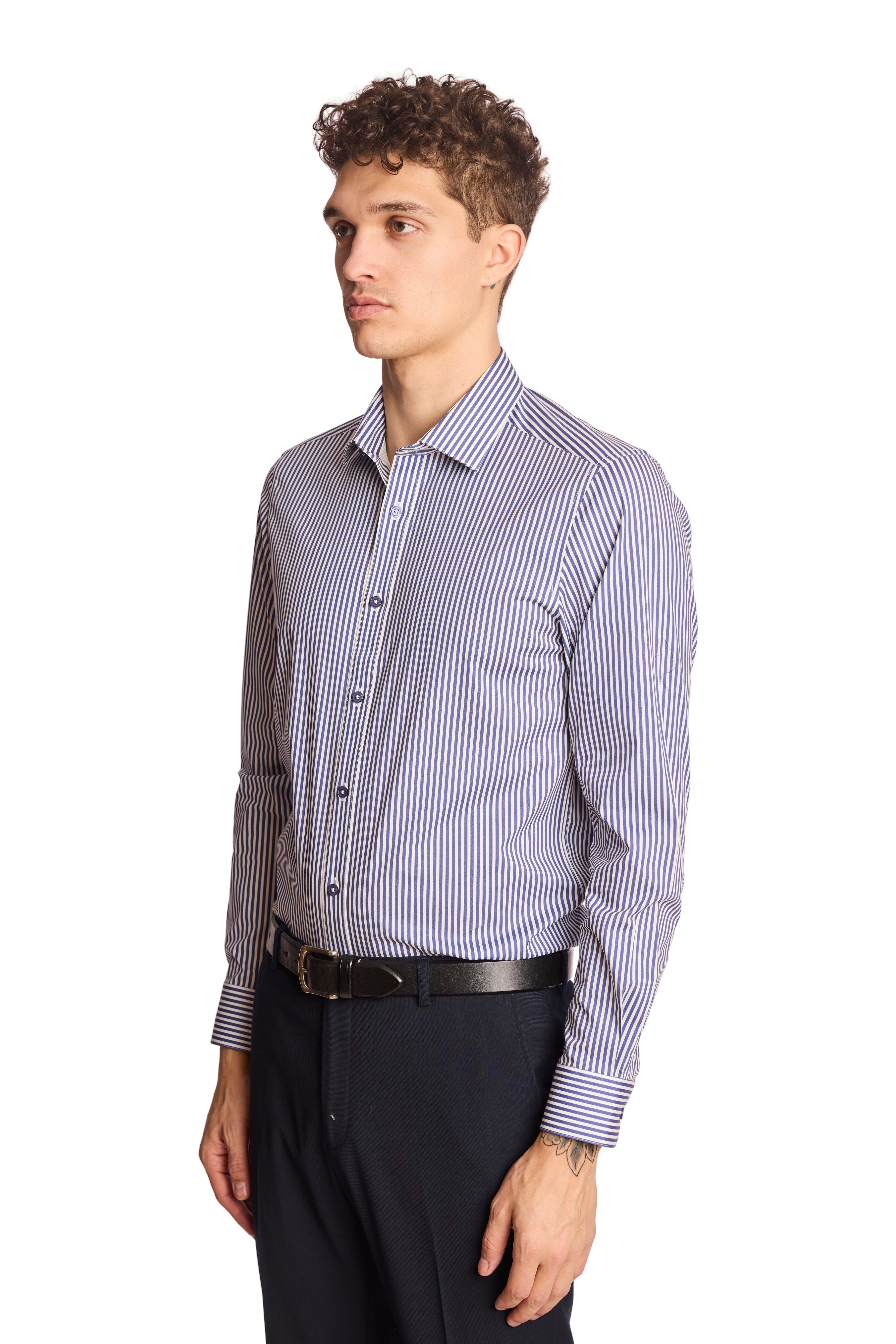 Samuel Spread Collar Shirt - Future Dusk Stripes