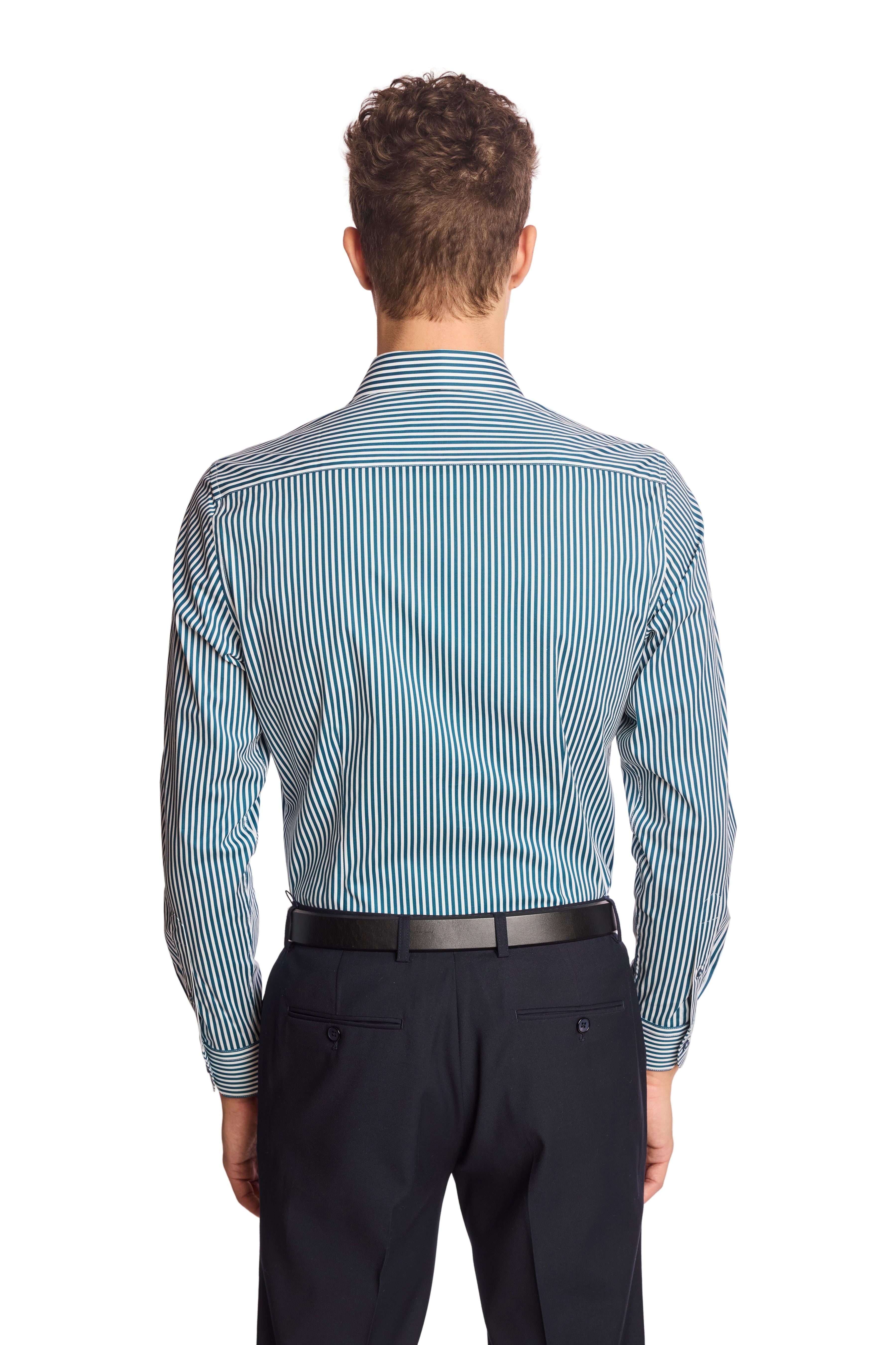 Samuel Spread Collar Shirt - Transformative Teal Stripes