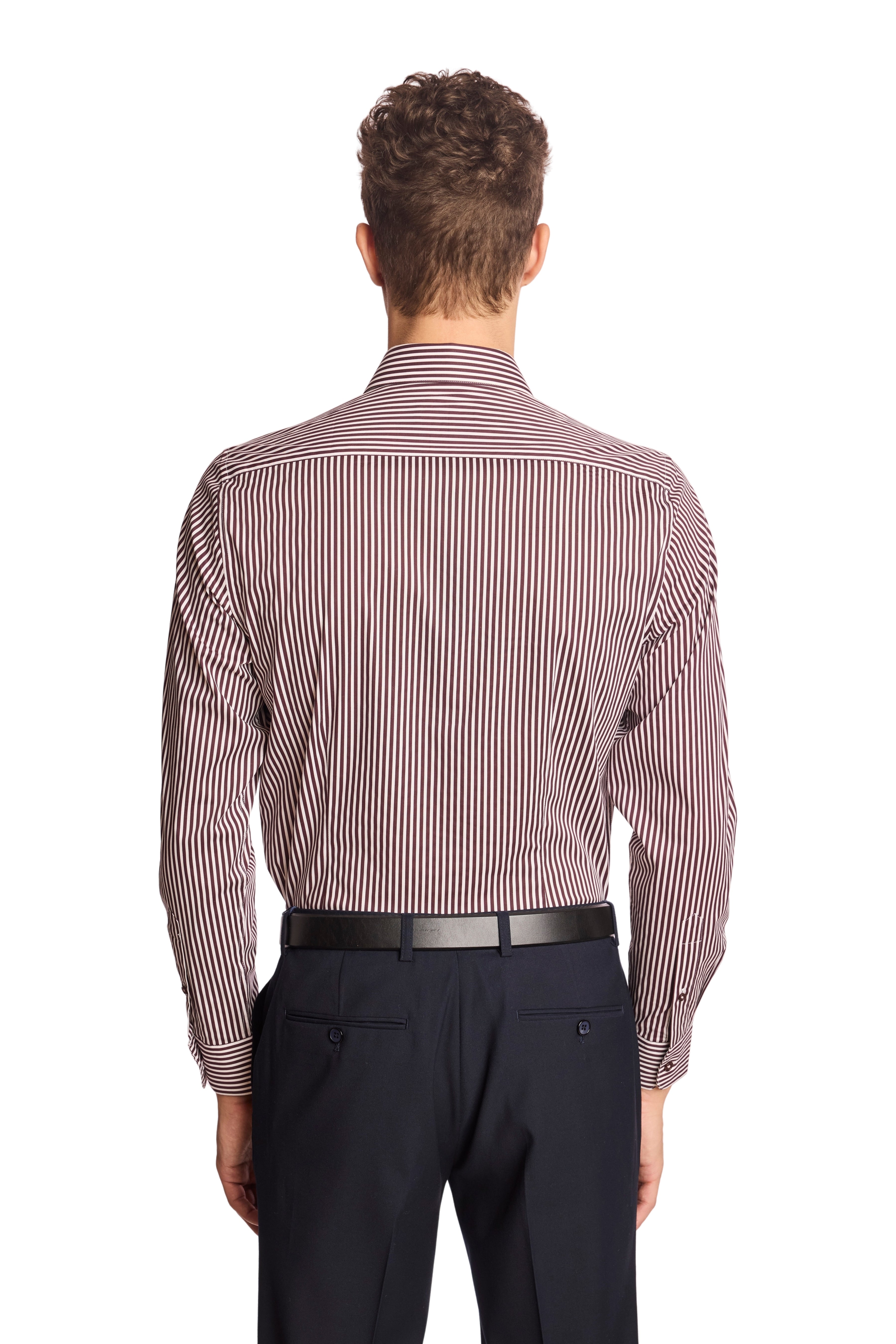 Samuel Spread Collar Shirt - Cherry Lacquer Stripes