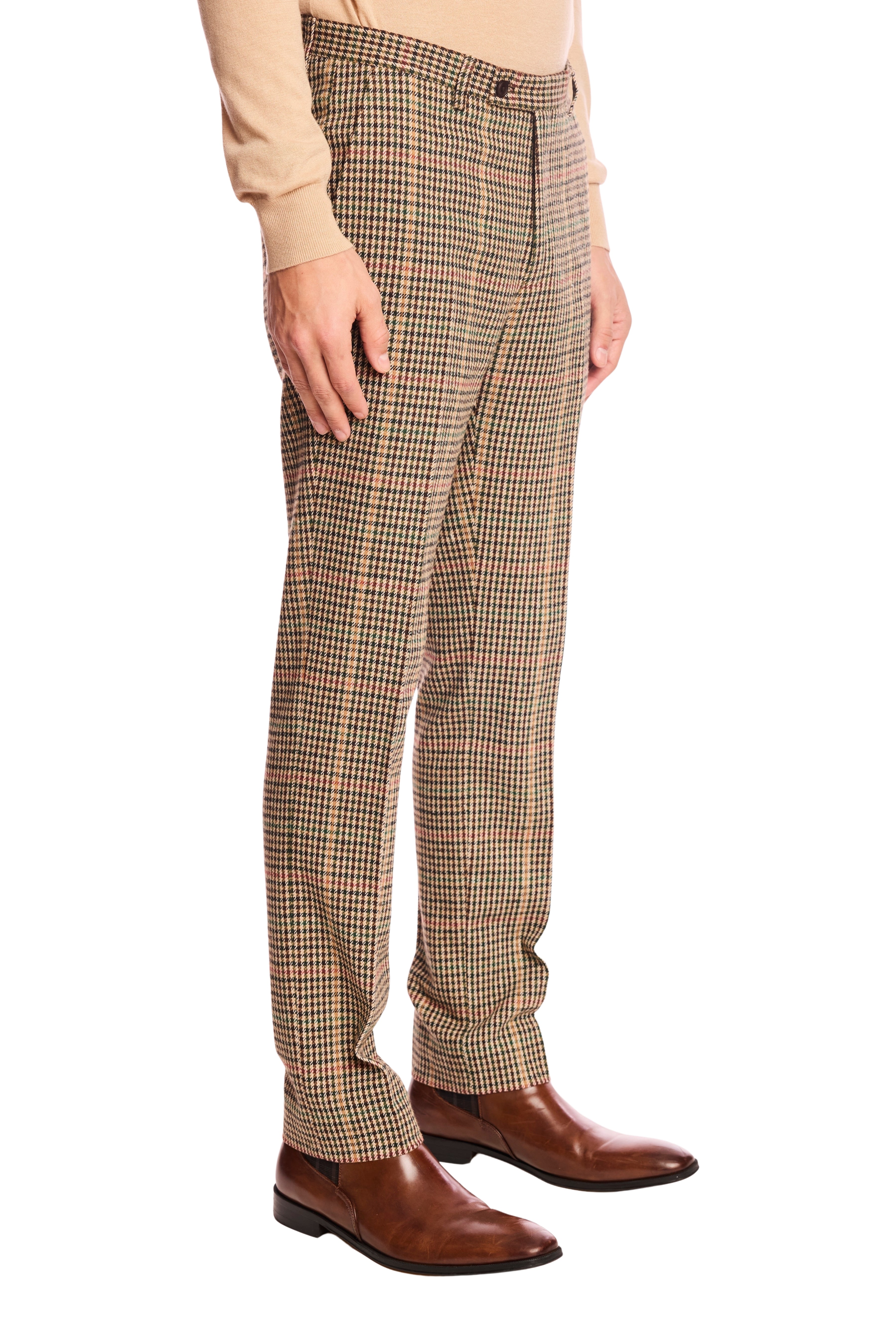 Downing pants - slim - Green Multi Houndstooth