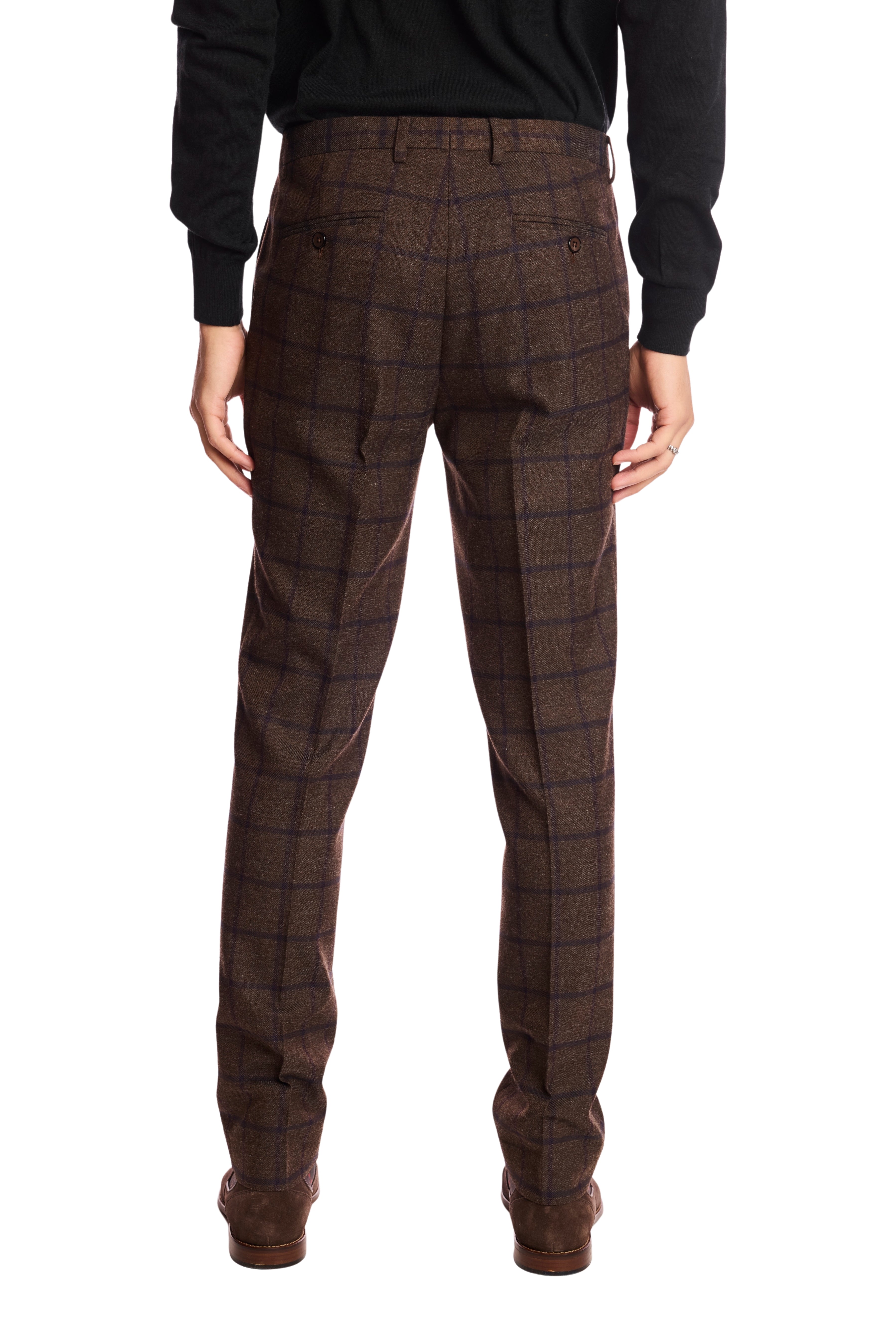 Downing pants - slim - Brown & Violet Windowpane