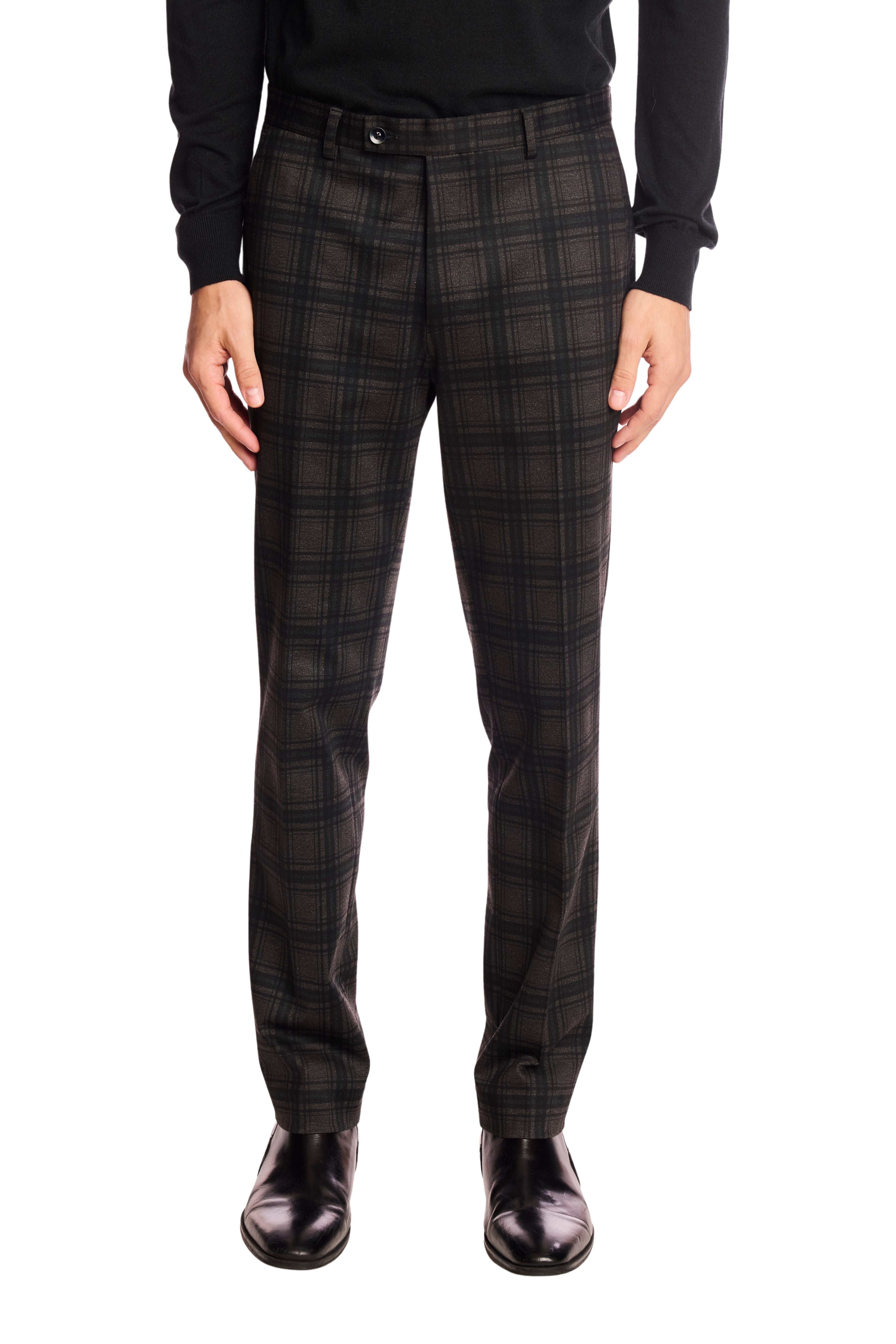 Downing pants - slim - Green Charcoal Plaid