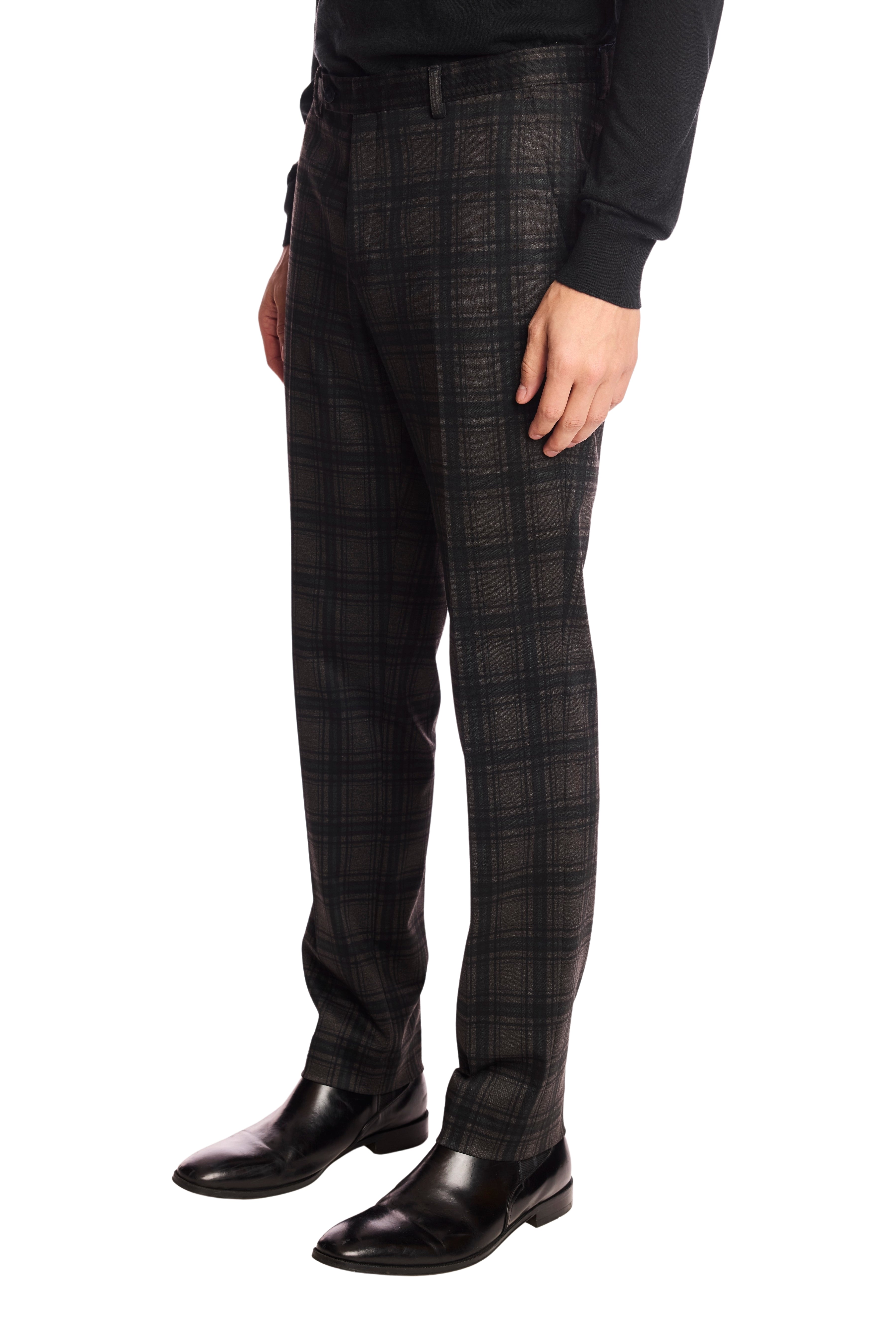 Downing pants - slim - Green Charcoal Plaid