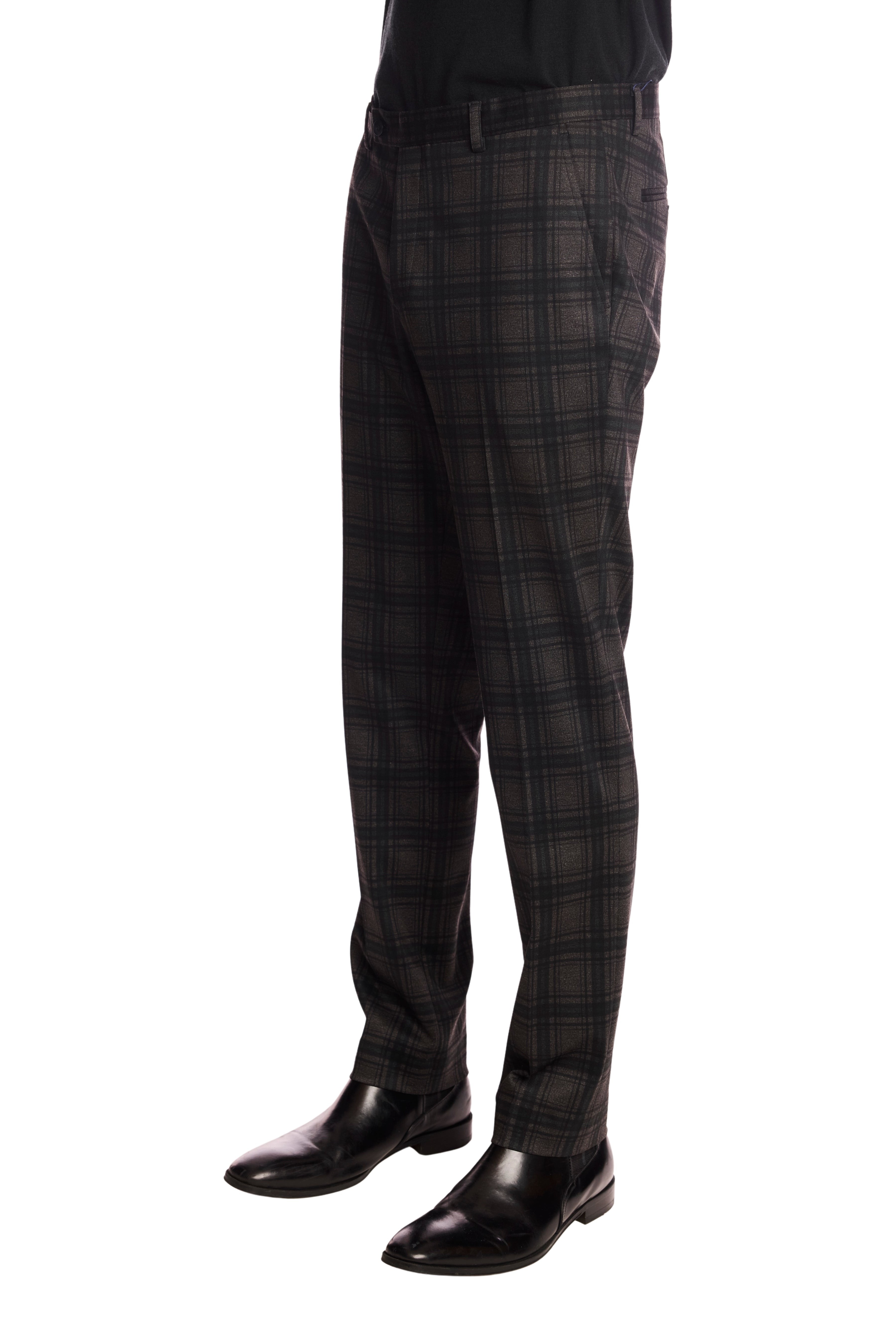 Downing pants - slim - Green Charcoal Plaid