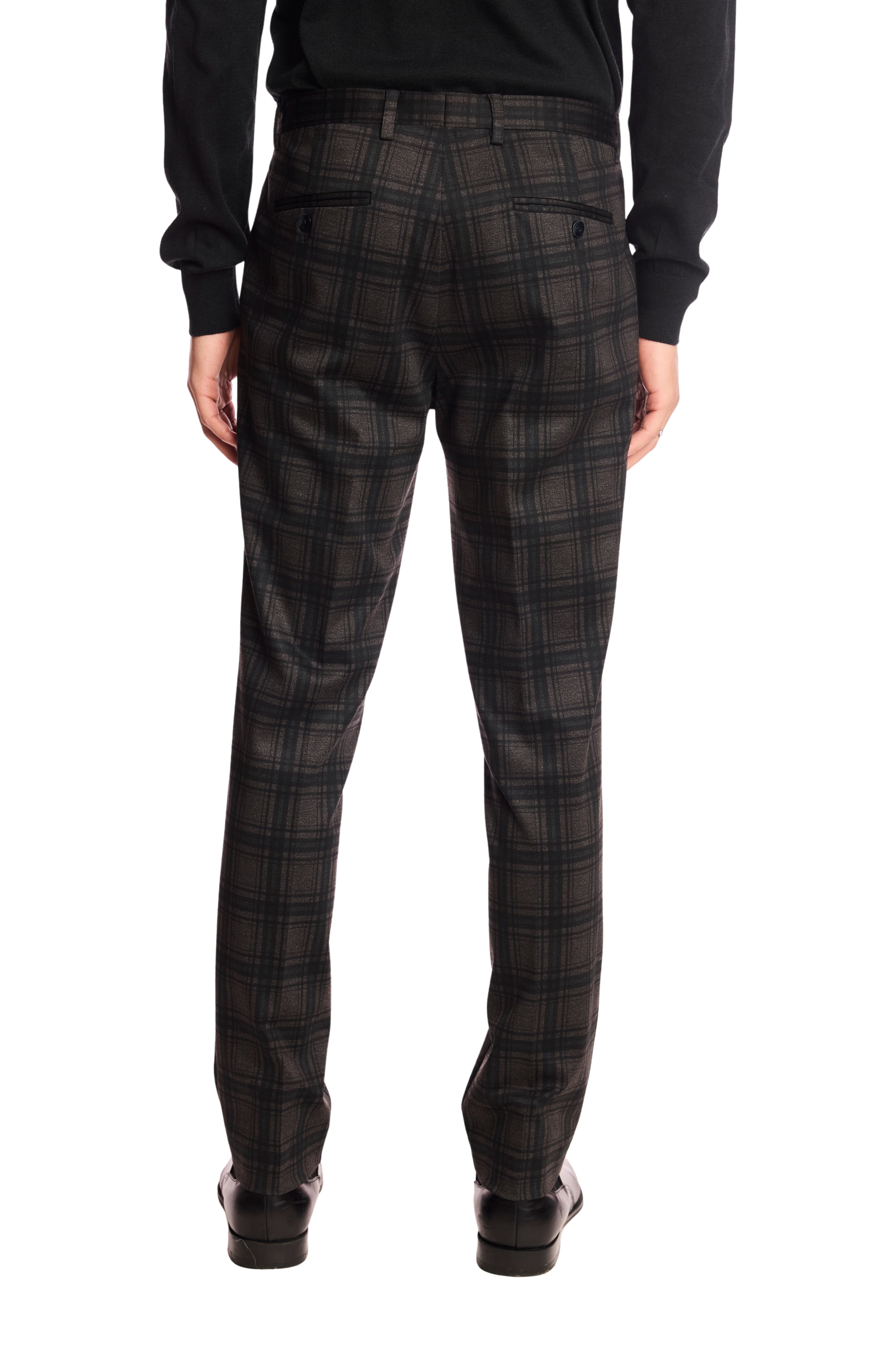 Downing pants - slim - Green Charcoal Plaid