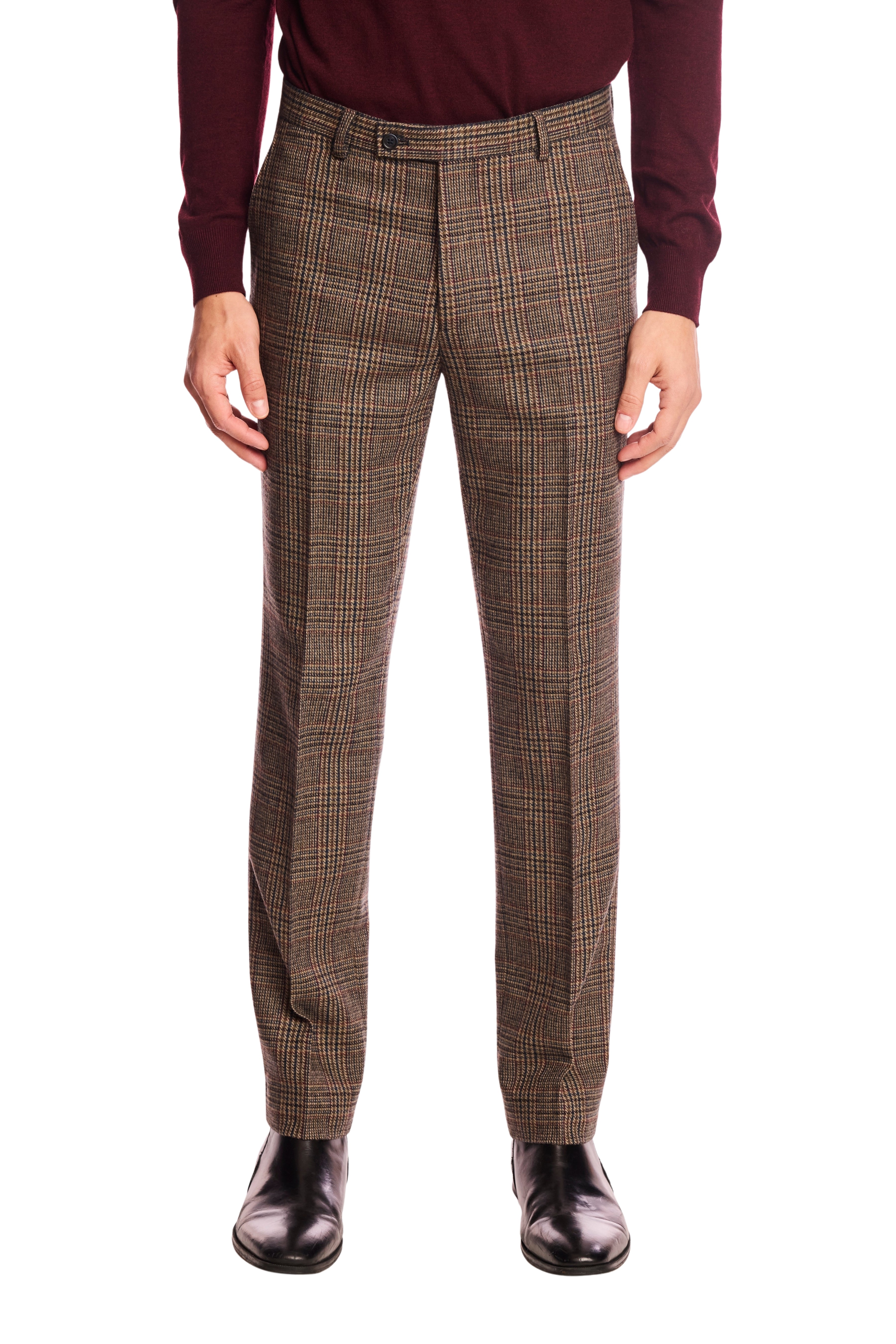 Downing pants - slim - Teal Burgundy Brown Plaid