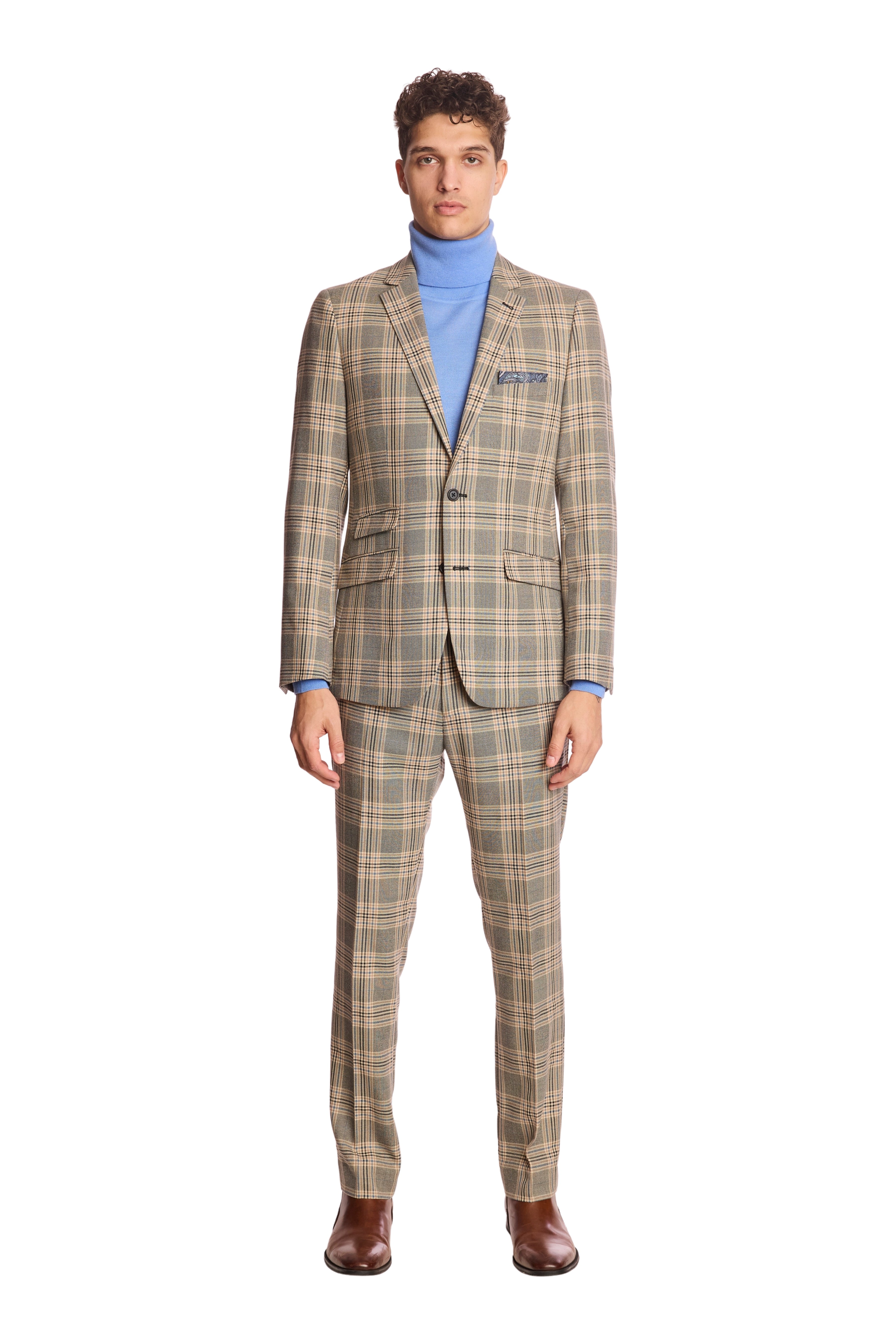 Downing pants - slim - Blue & Grey Check