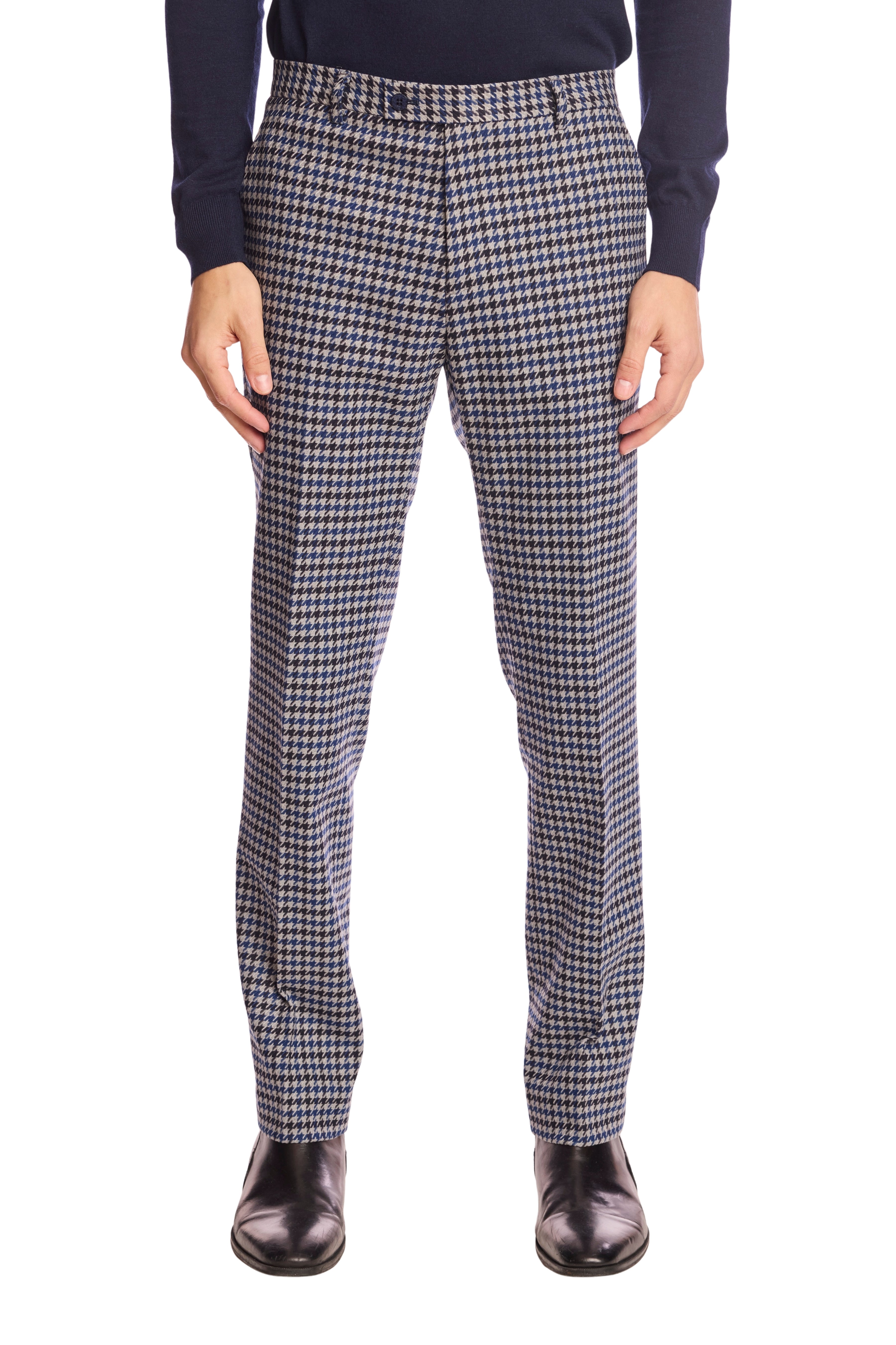 Downing pants - slim - Blue Black Houndstooth