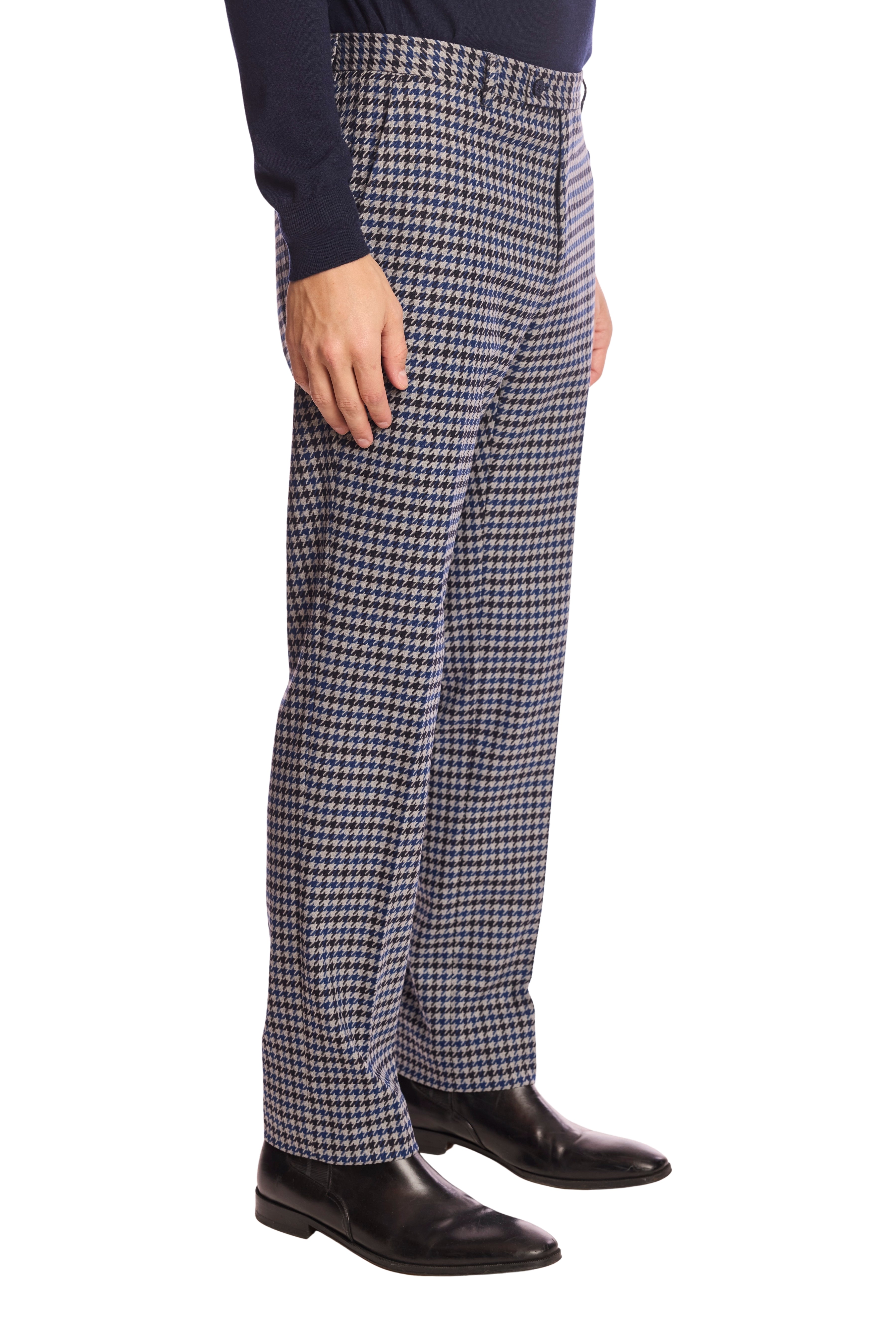 Downing pants - slim - Blue Black Houndstooth