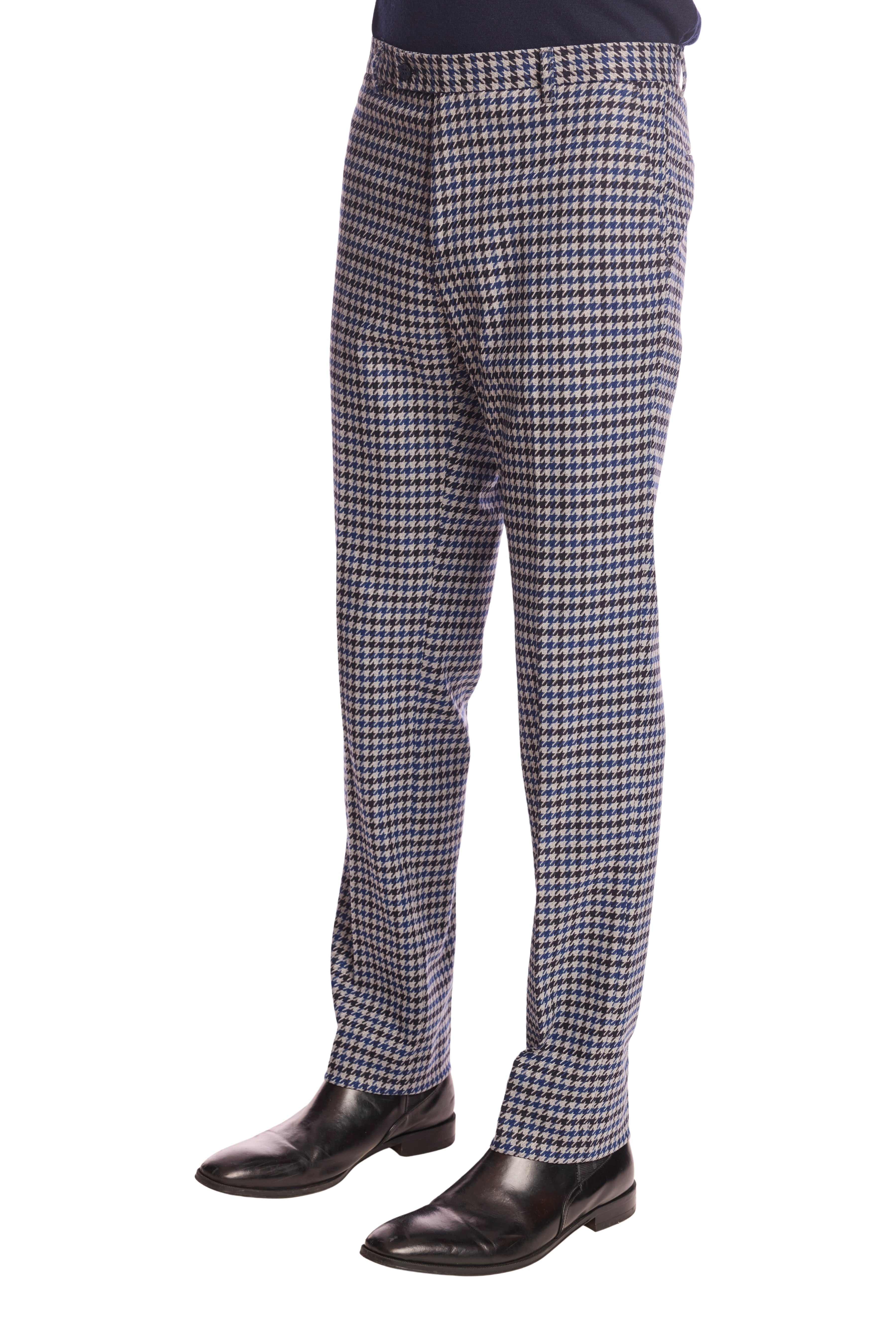 Downing pants - slim - Blue Black Houndstooth