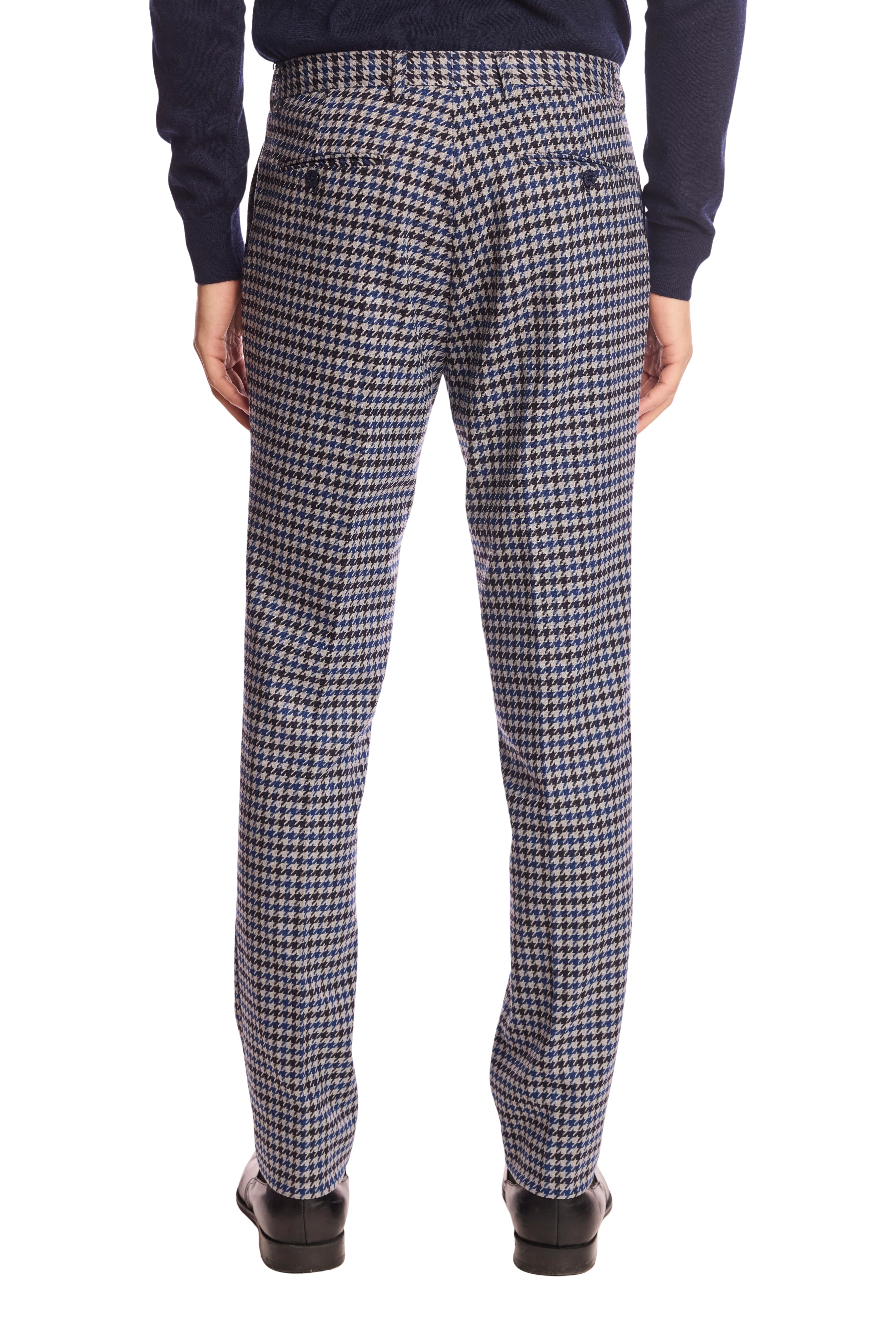 Downing pants - slim - Blue Black Houndstooth