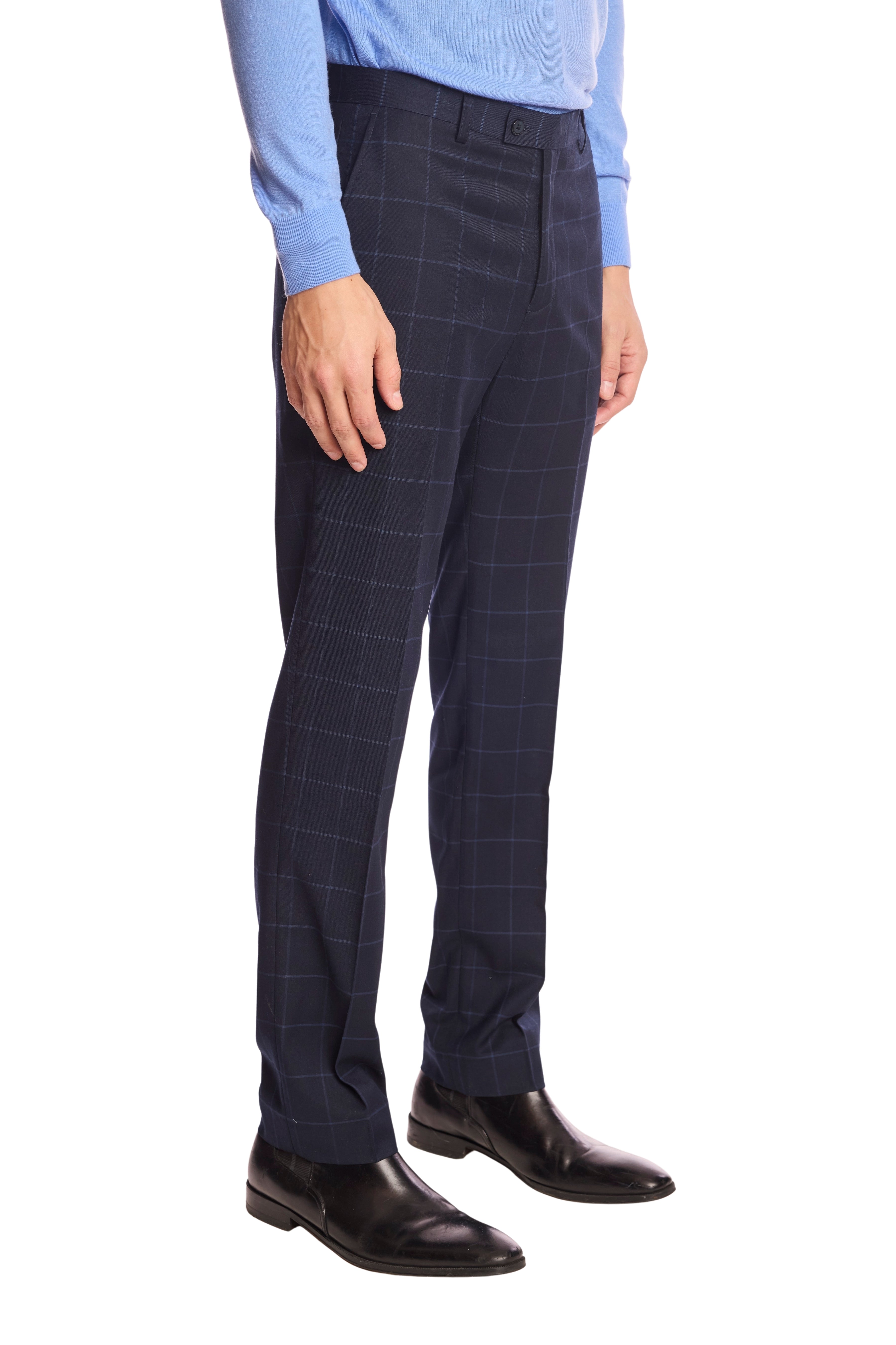 Downing pants - slim - Navy Windowpane