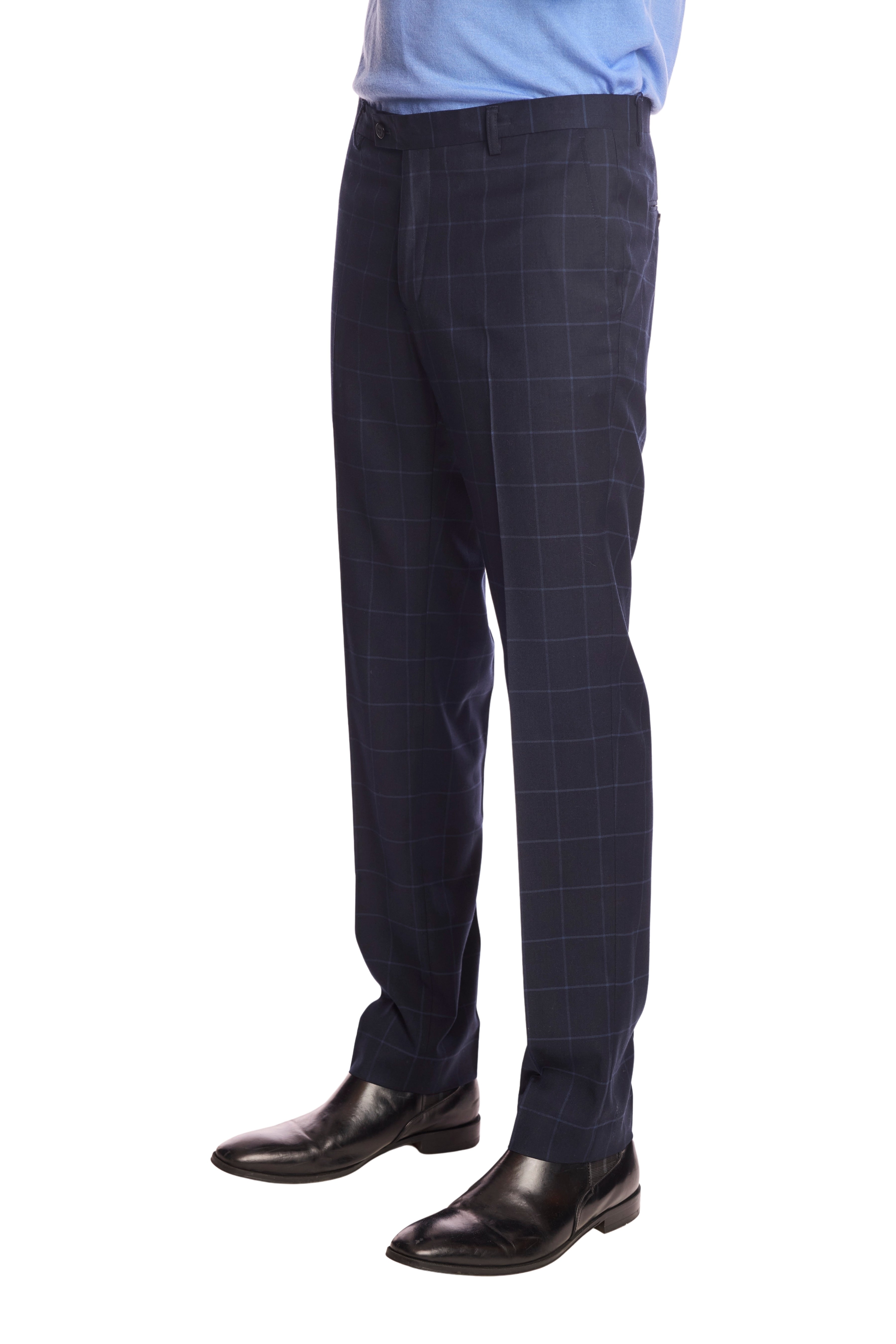 Downing pants - slim - Navy Windowpane