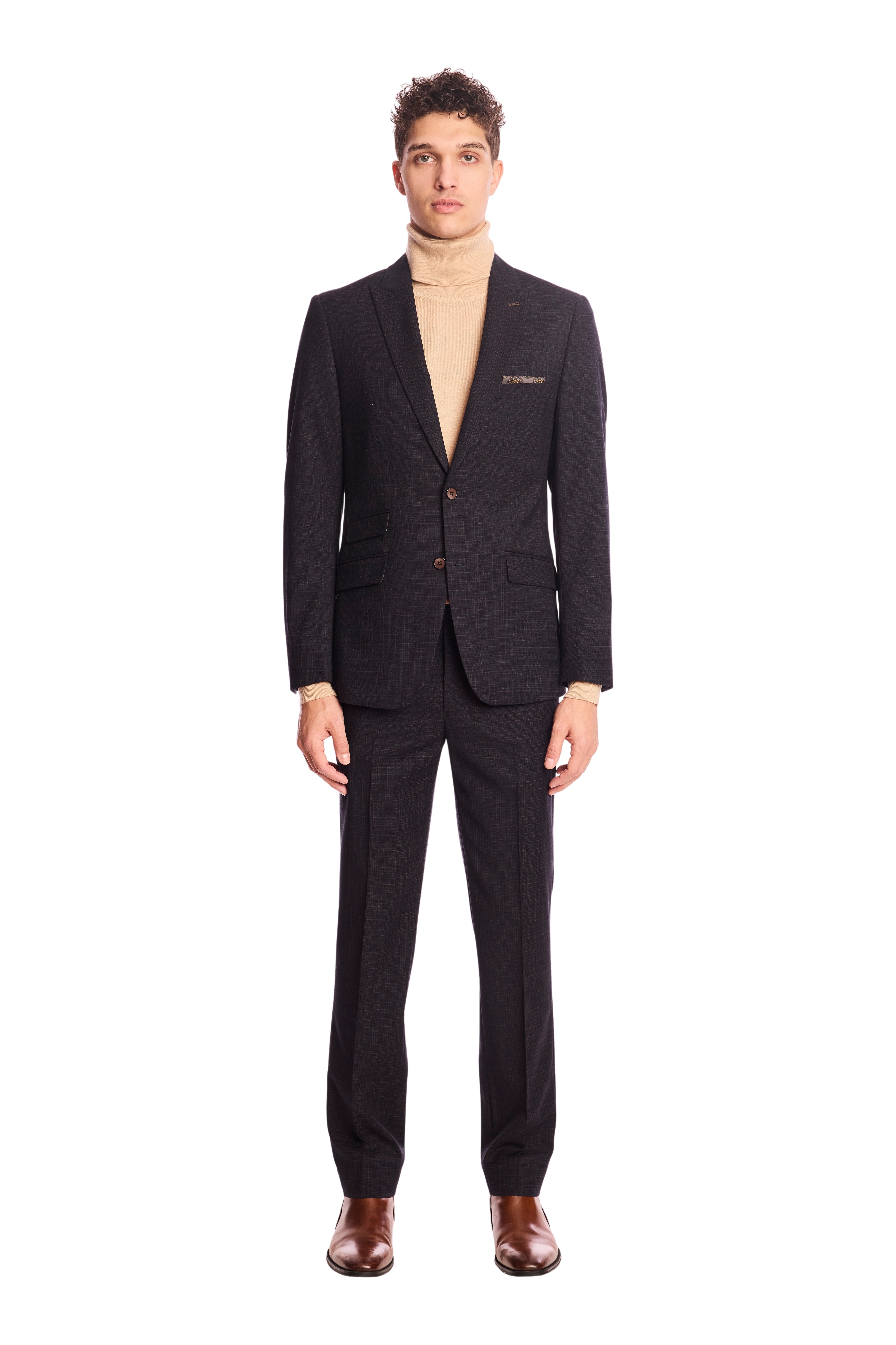 Downing pants - slim - Blue Camel Grid