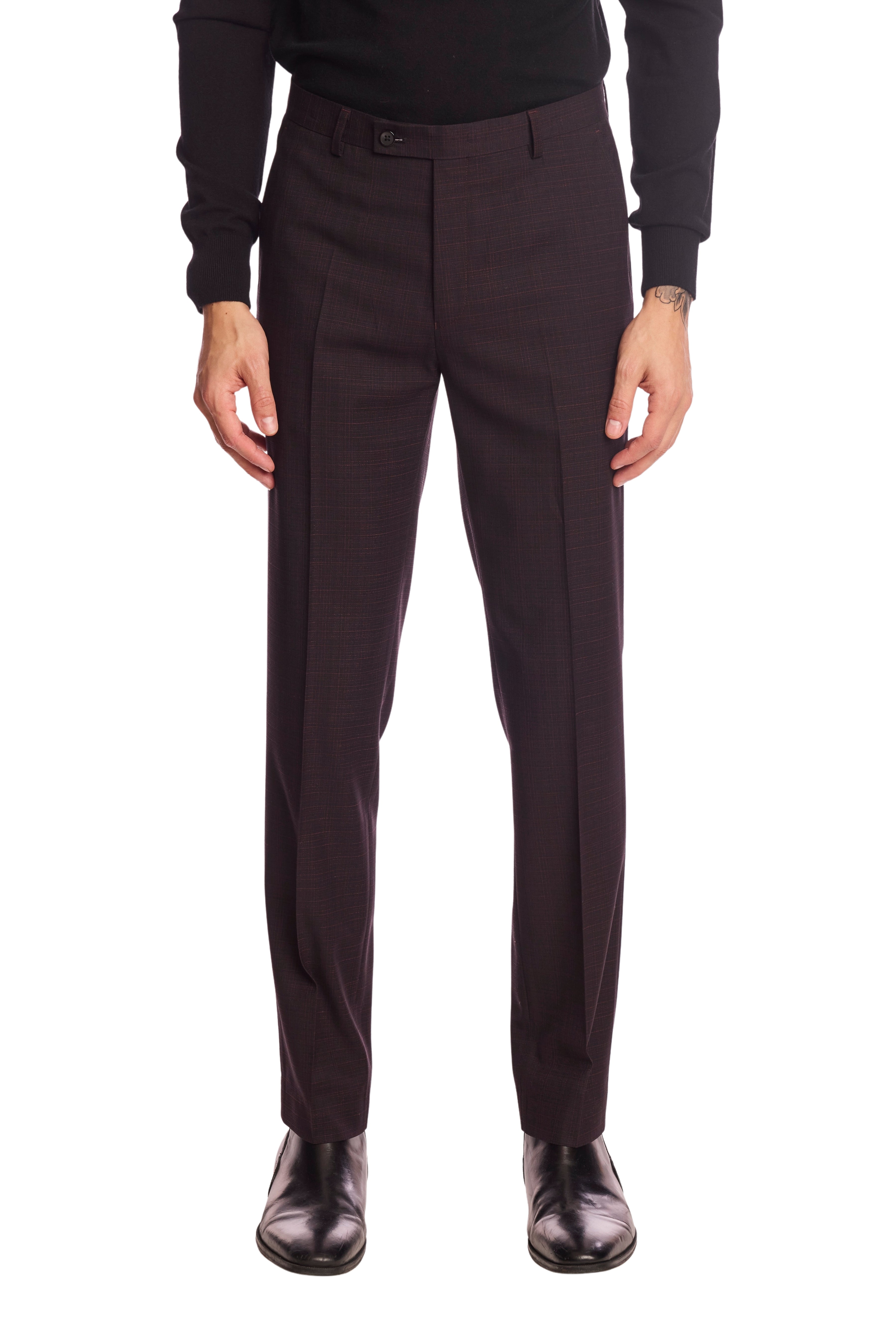 Downing pants - slim - Black Burgundy Grid