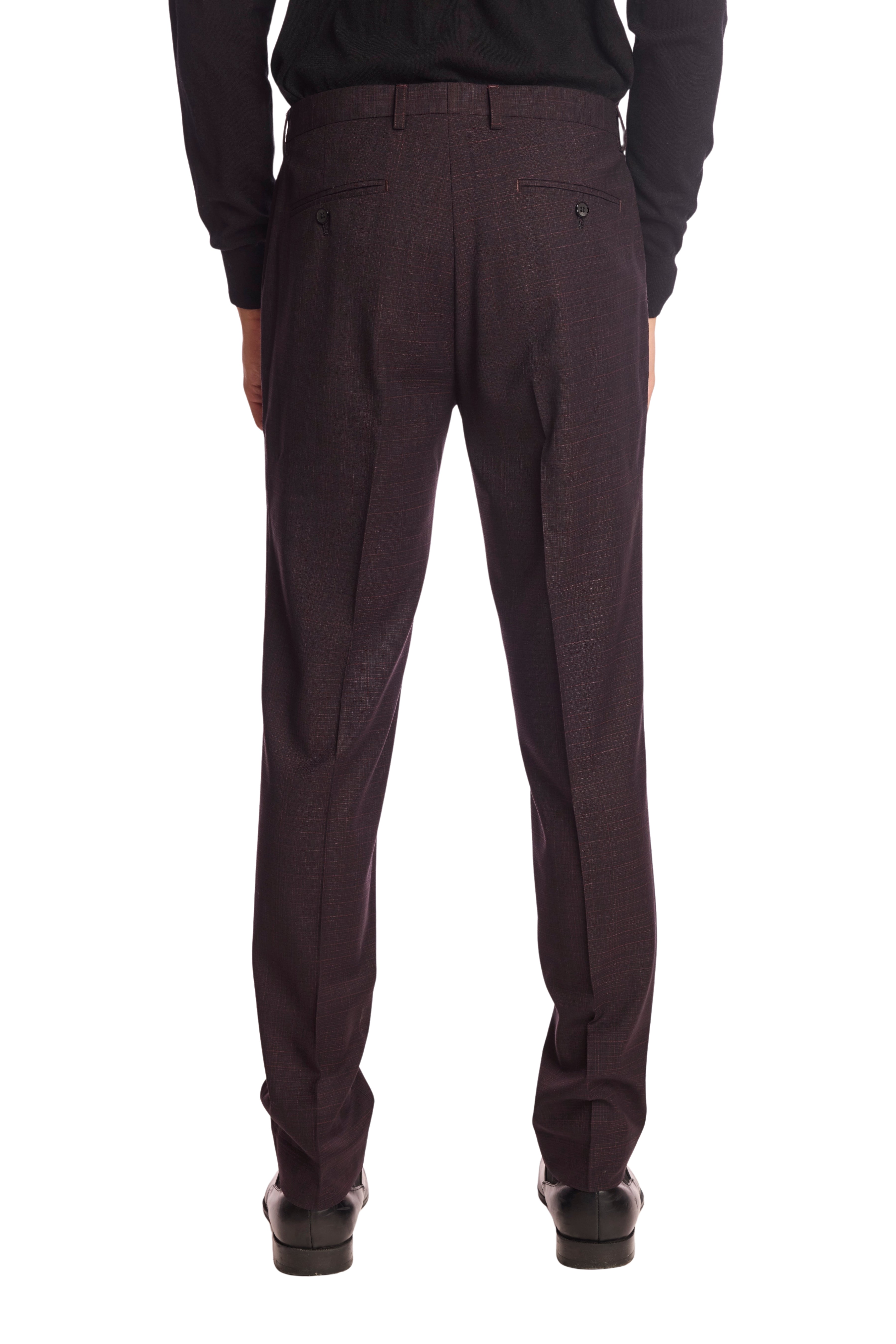 Downing pants - slim - Black Burgundy Grid