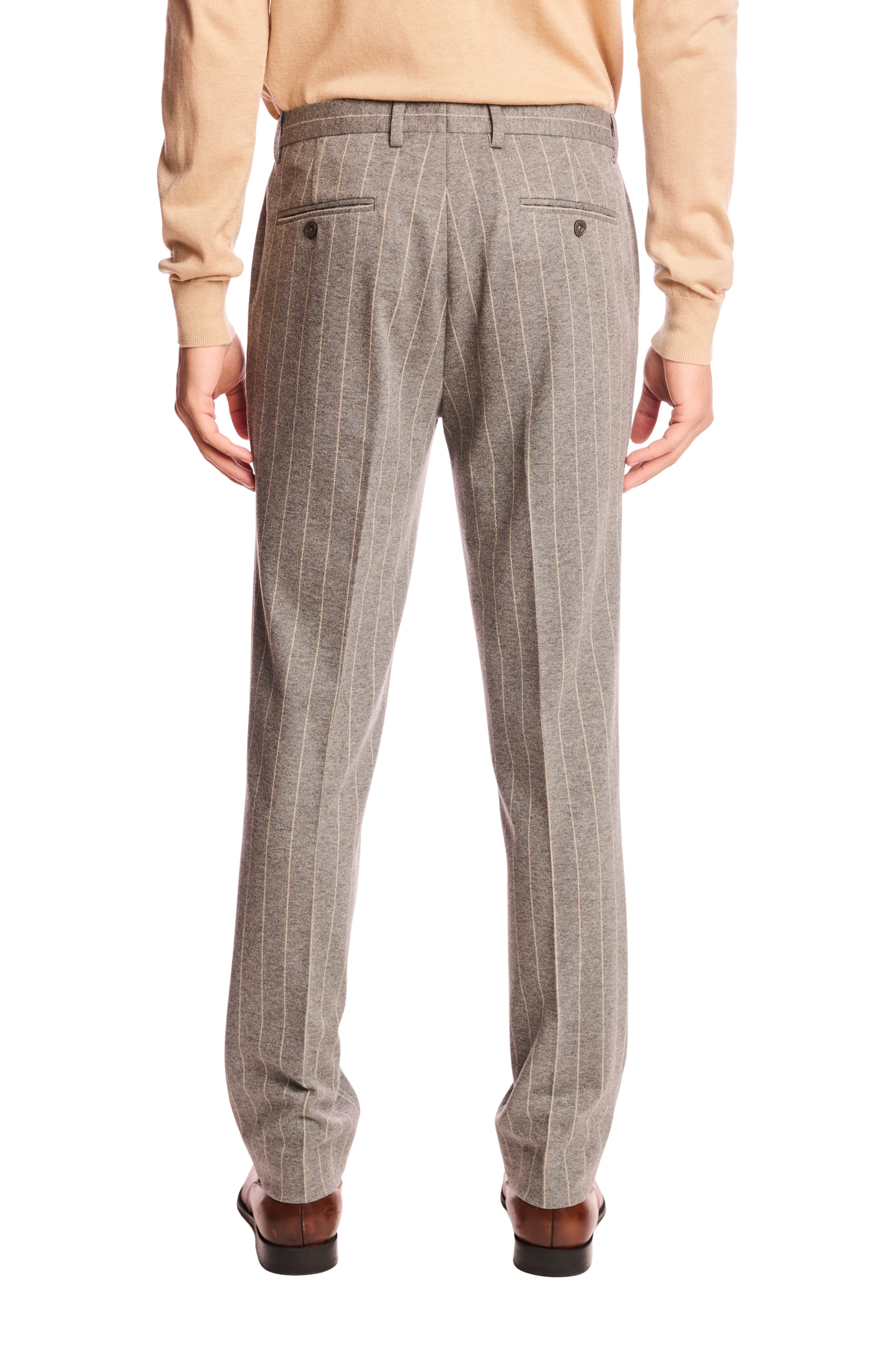 Downing pants - slim - LT Grey Tan Pinstripe