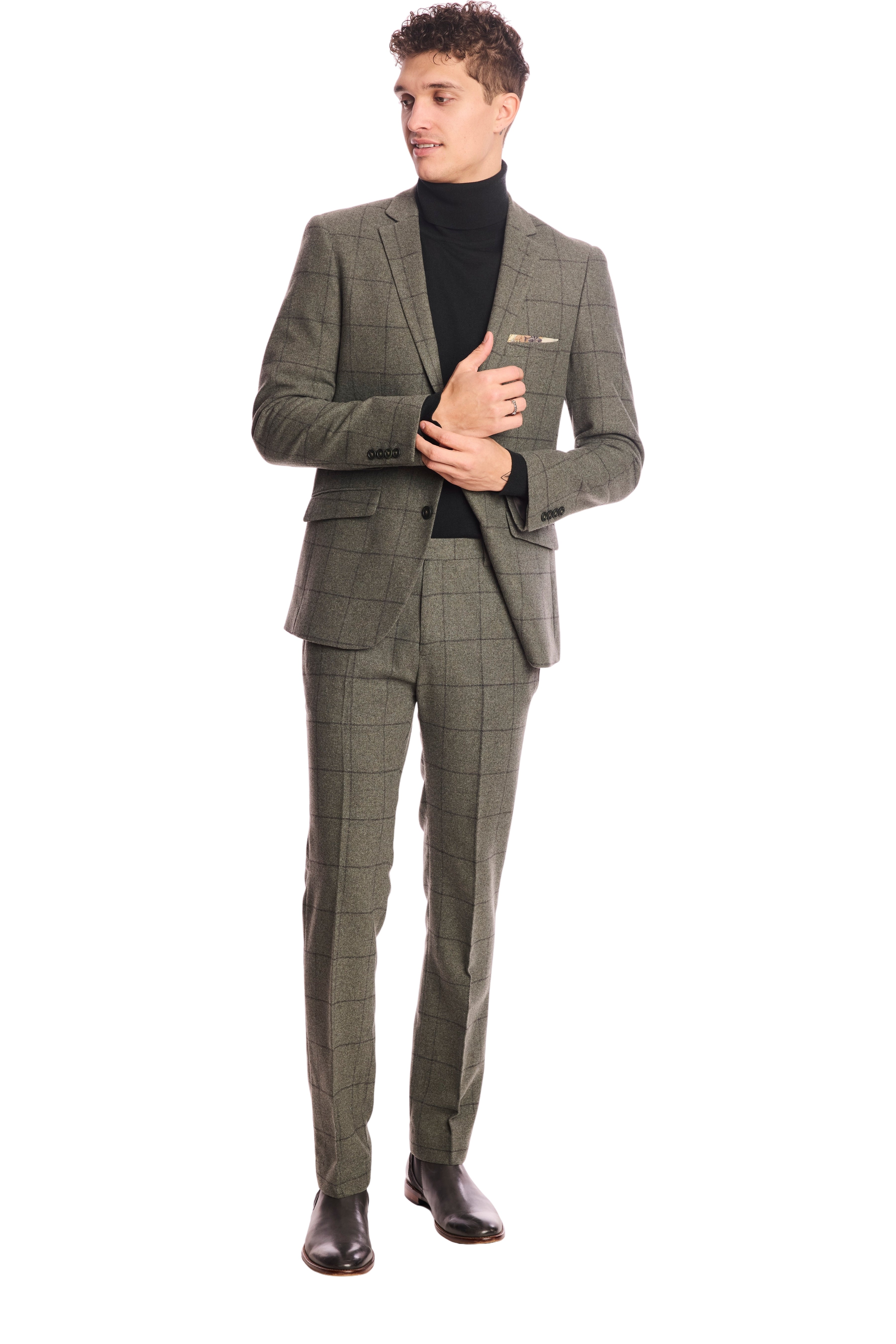 Downing pants - slim - Sage Windowpane