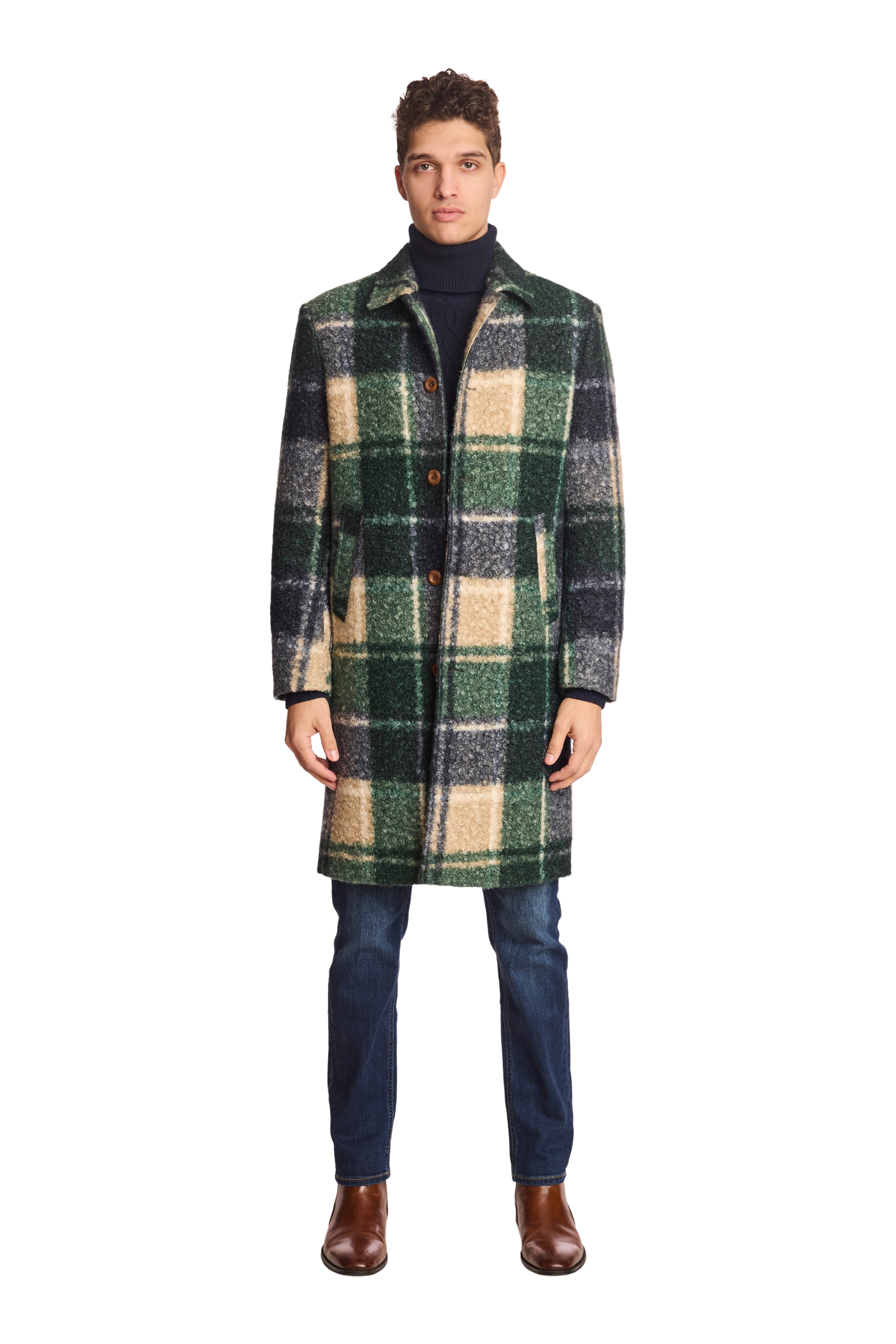 Slash Pocket Overcoat - Forest Cream Swirl