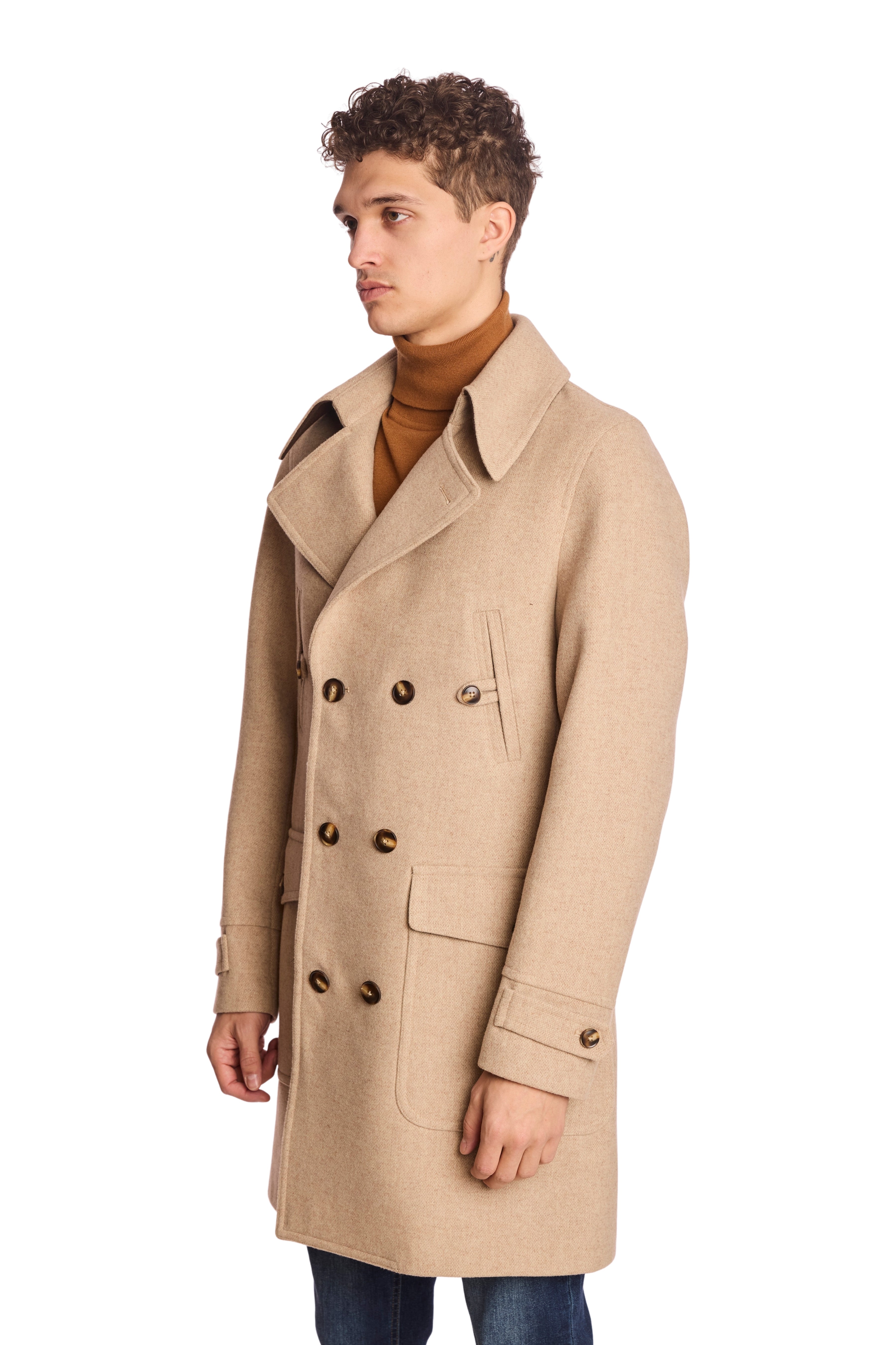Military DB Overcoat - Light Tan