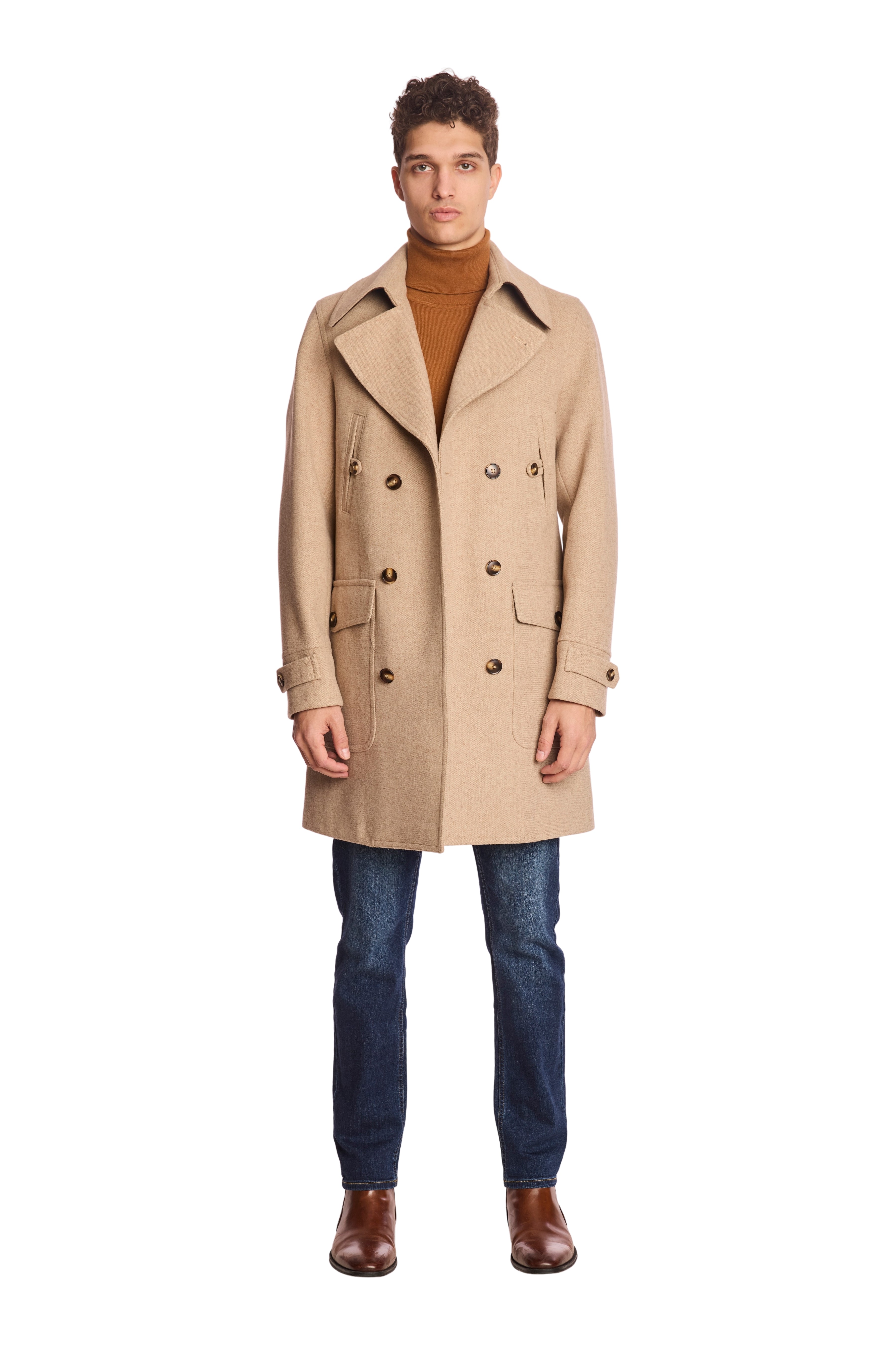 Military DB Overcoat - Light Tan