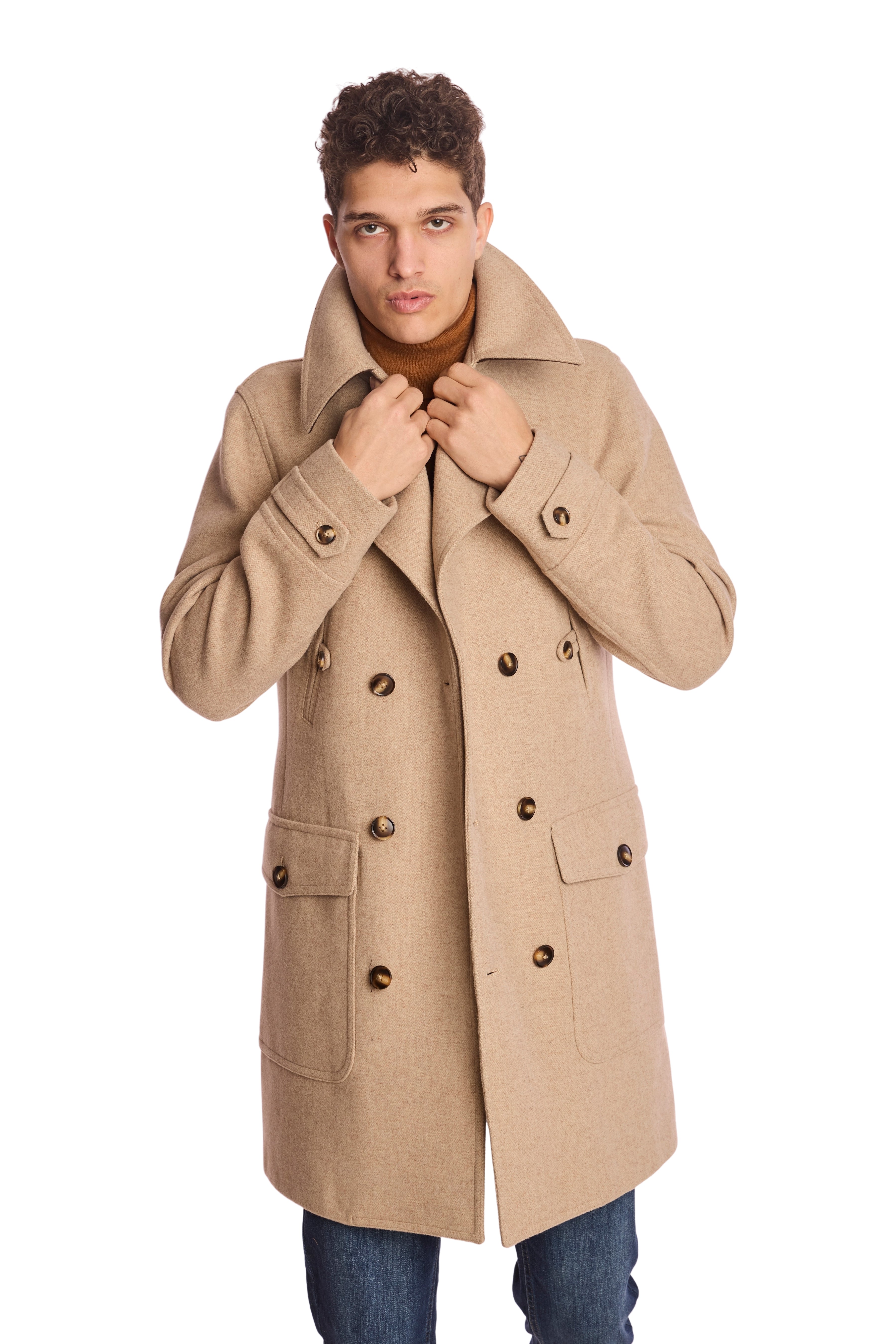 Military DB Overcoat - Light Tan
