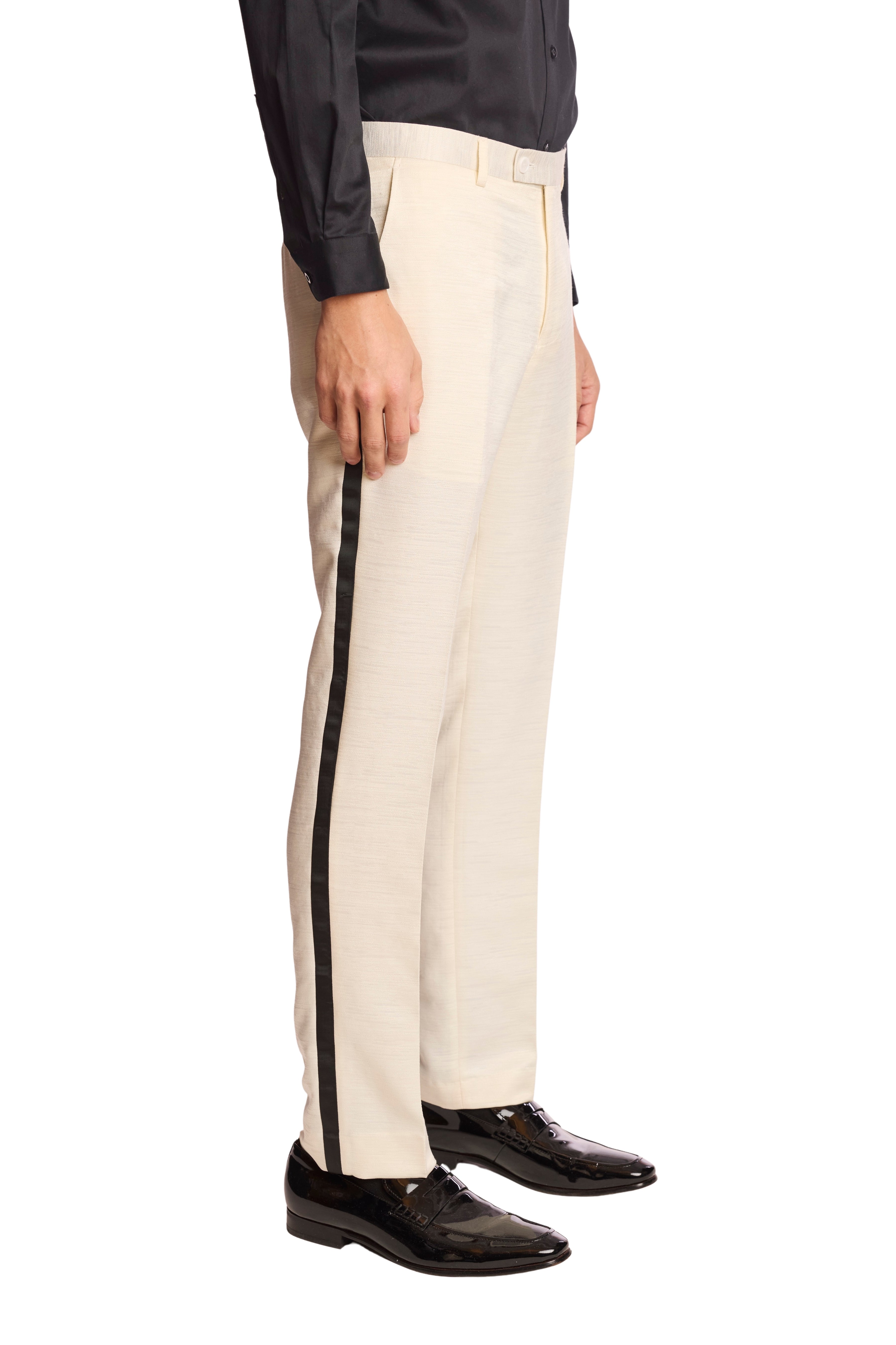 Sloane Tux Pants - slim - Milk White Jacquard