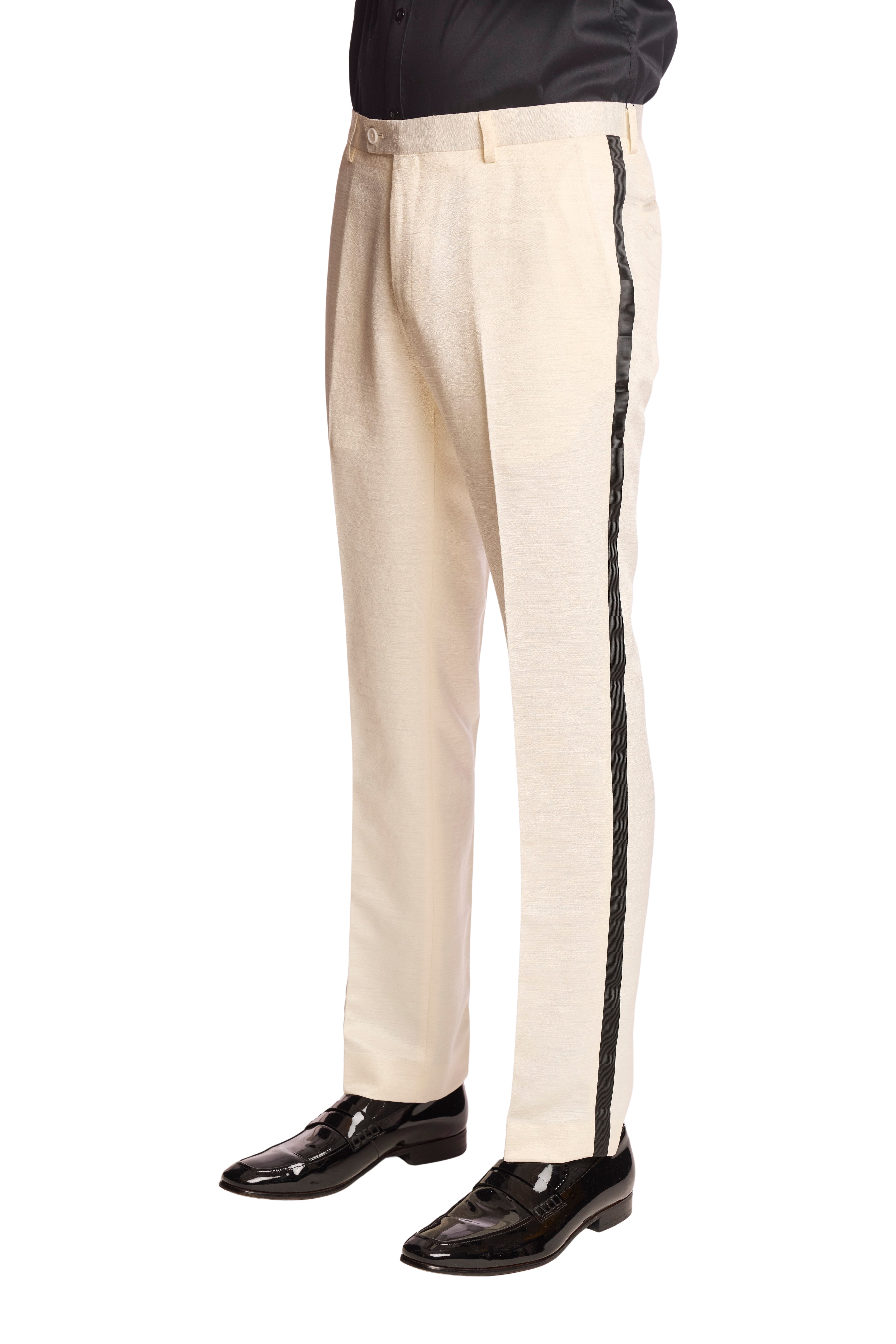 Sloane Tux Pants - slim - Milk White Jacquard