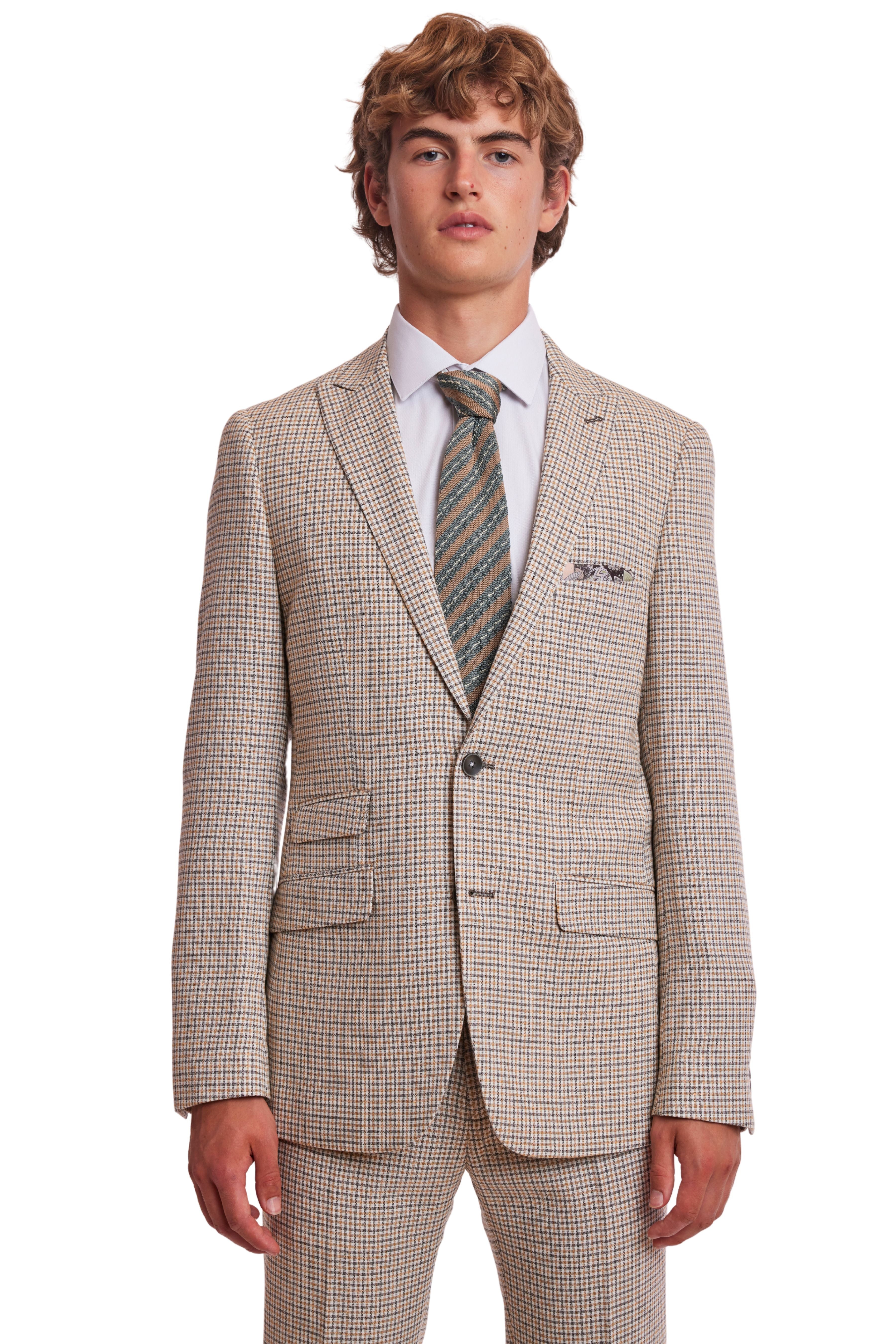 Ashton Peak Jacket - slim - Grey White Yellow Gingham