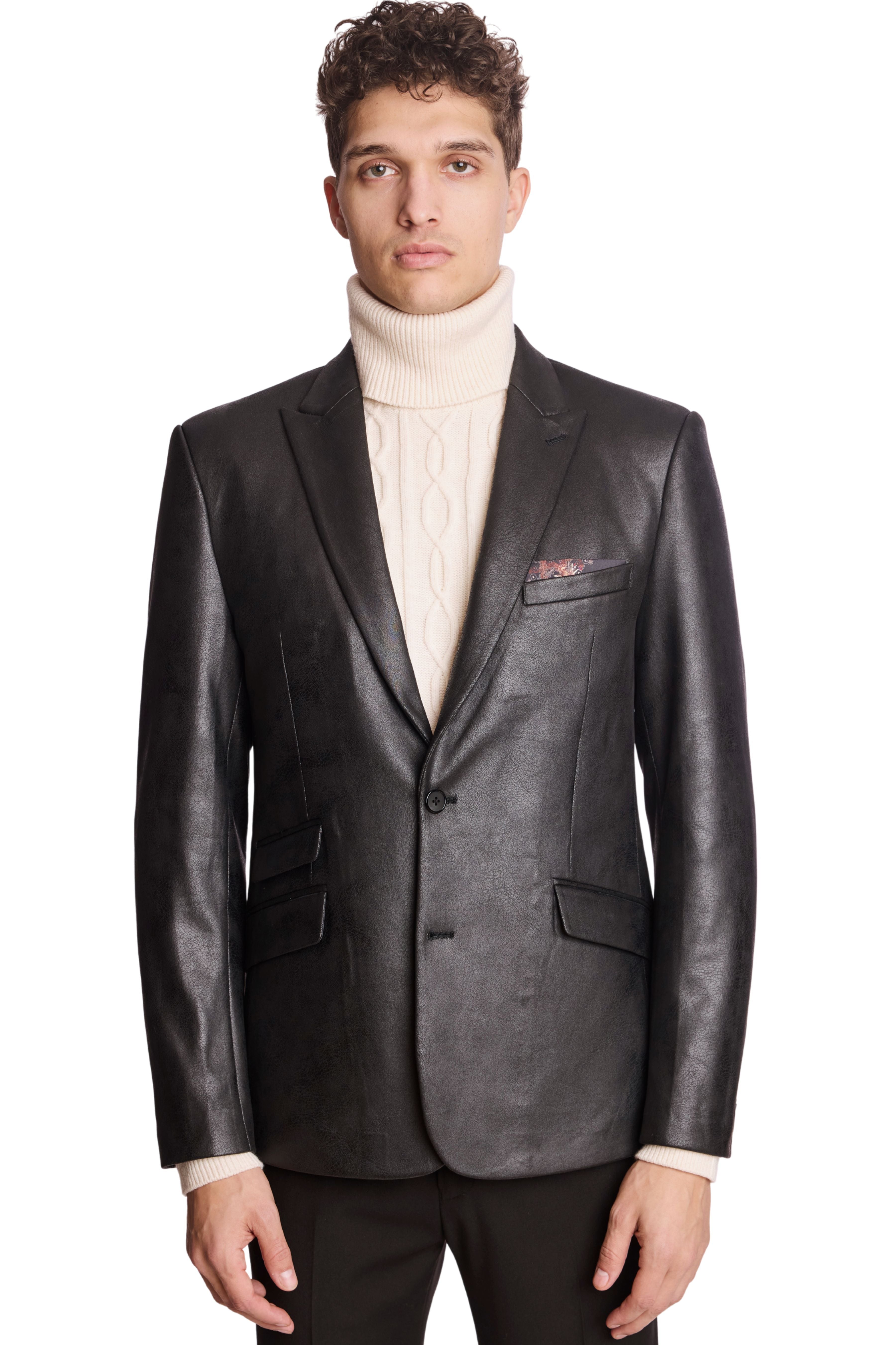 Peak Sports Jacket - Black Vegan Leather