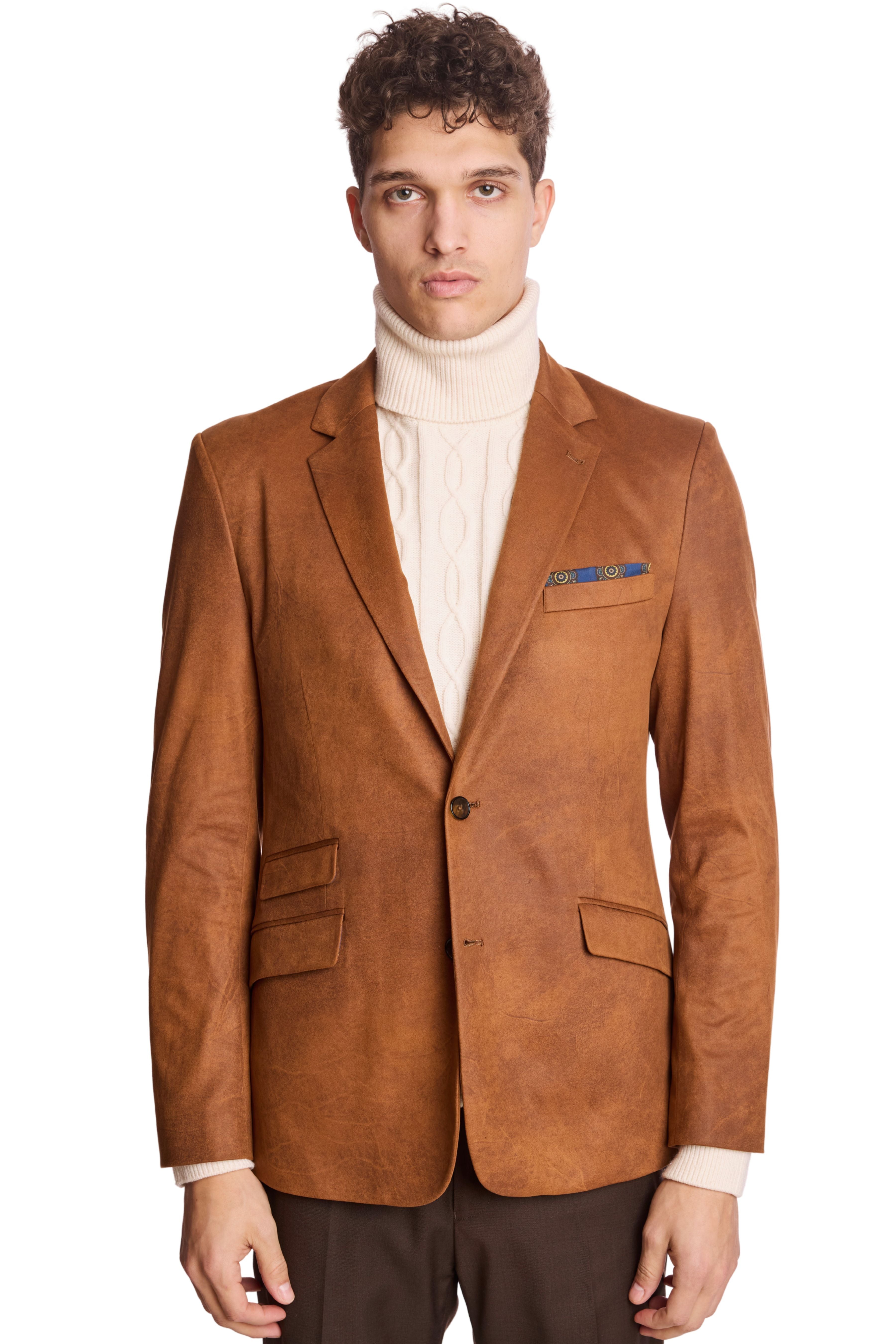 Notch Sports Jacket - Brown Caramel Vegan Leather