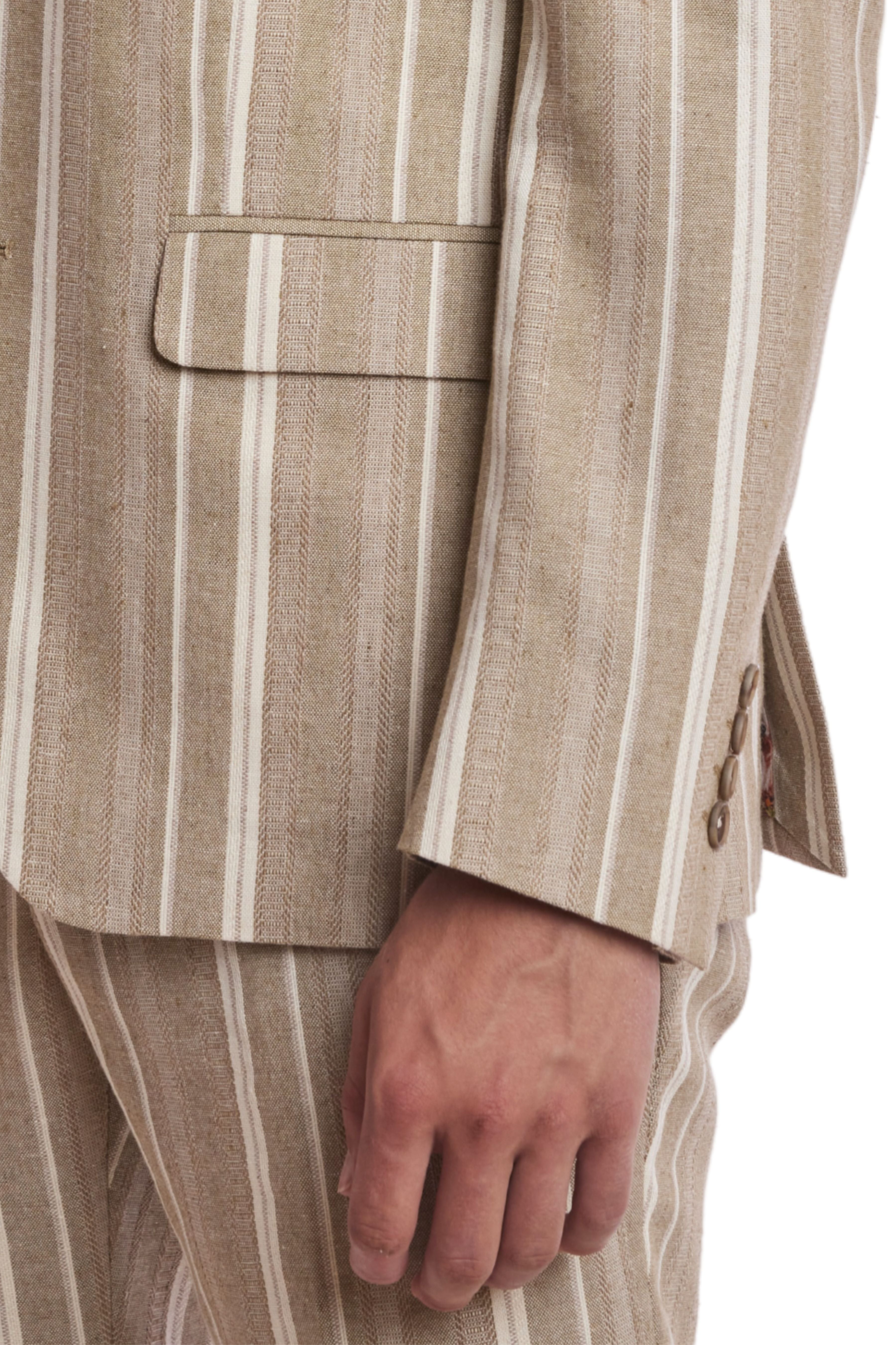 Dover Notch Jacket - slim - Tan Beige Stripes