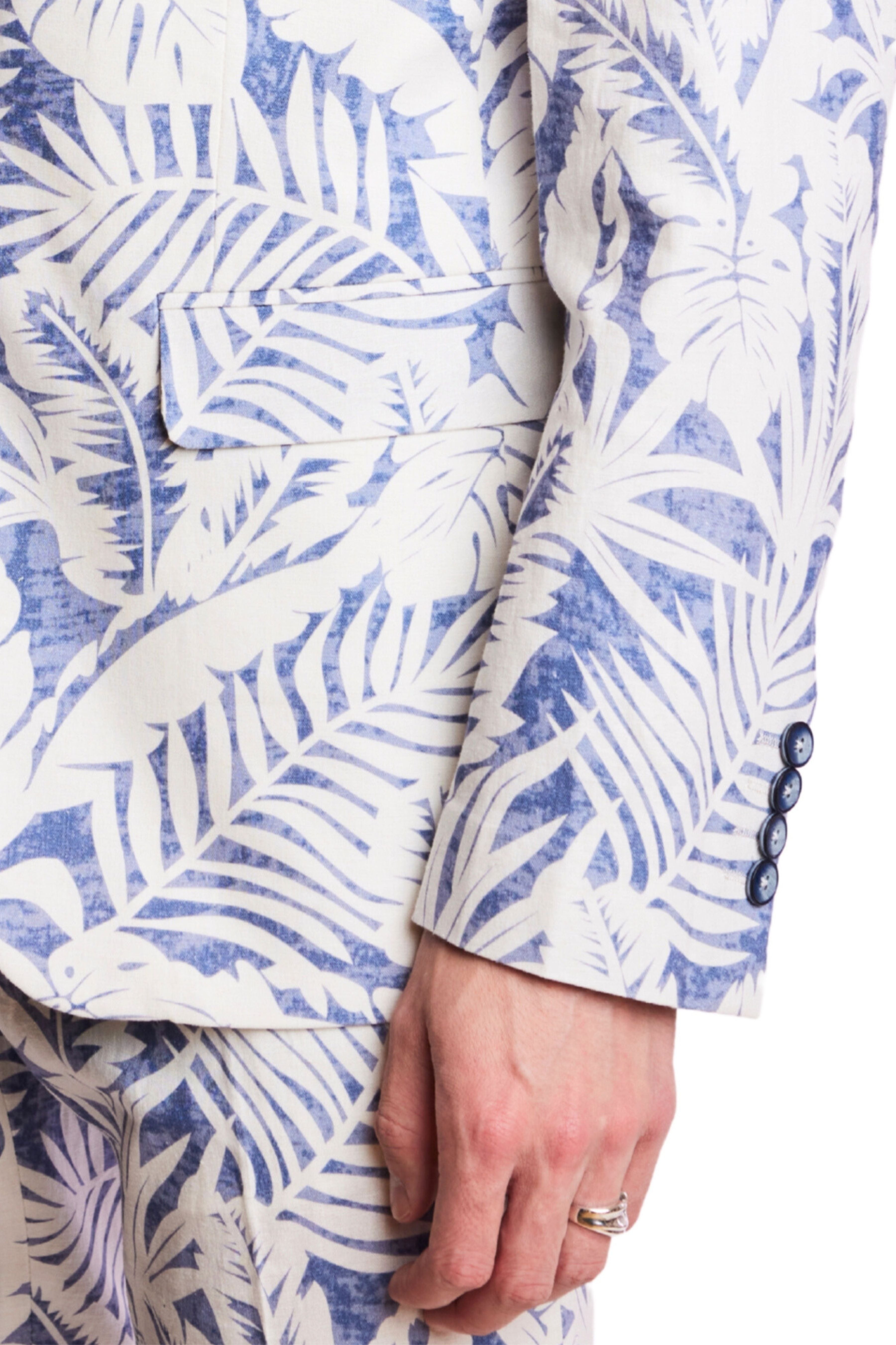 Stanford Shawl Jacket  - slim - Faded Blue Leaf