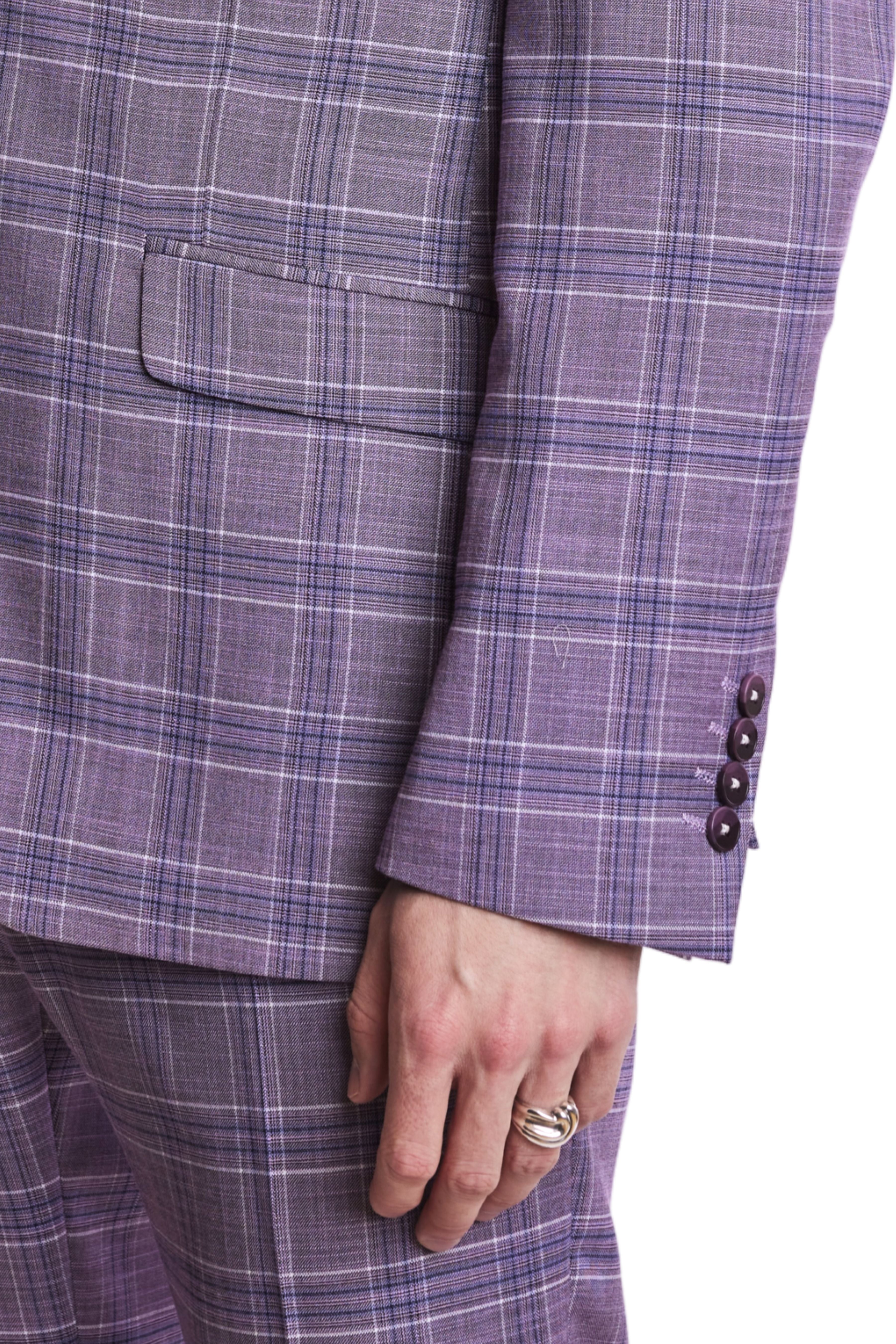 Dover Notch Jacket  - slim - Lilac White Blue Check