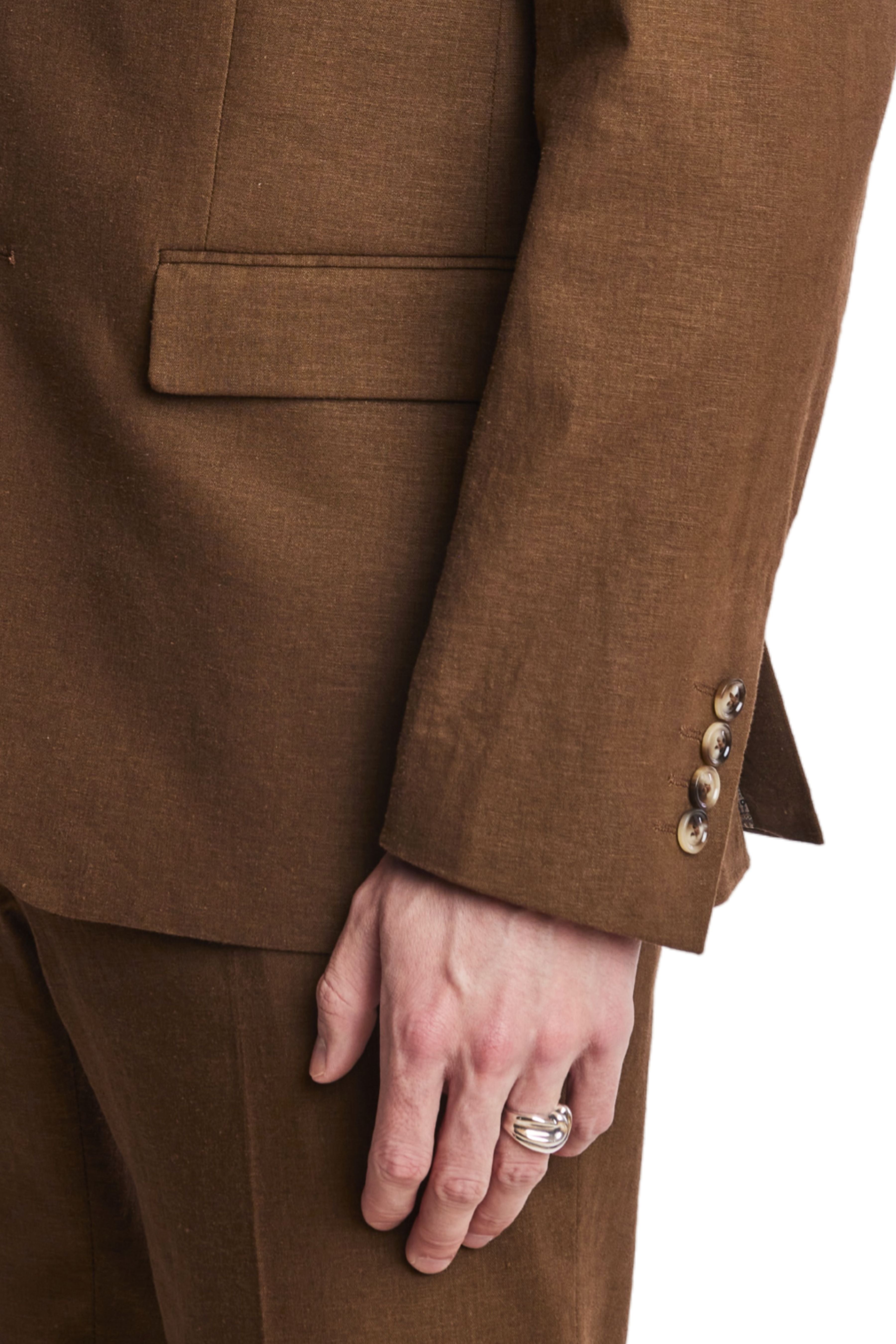 Dover Notch Jacket - slim - Brown Linen