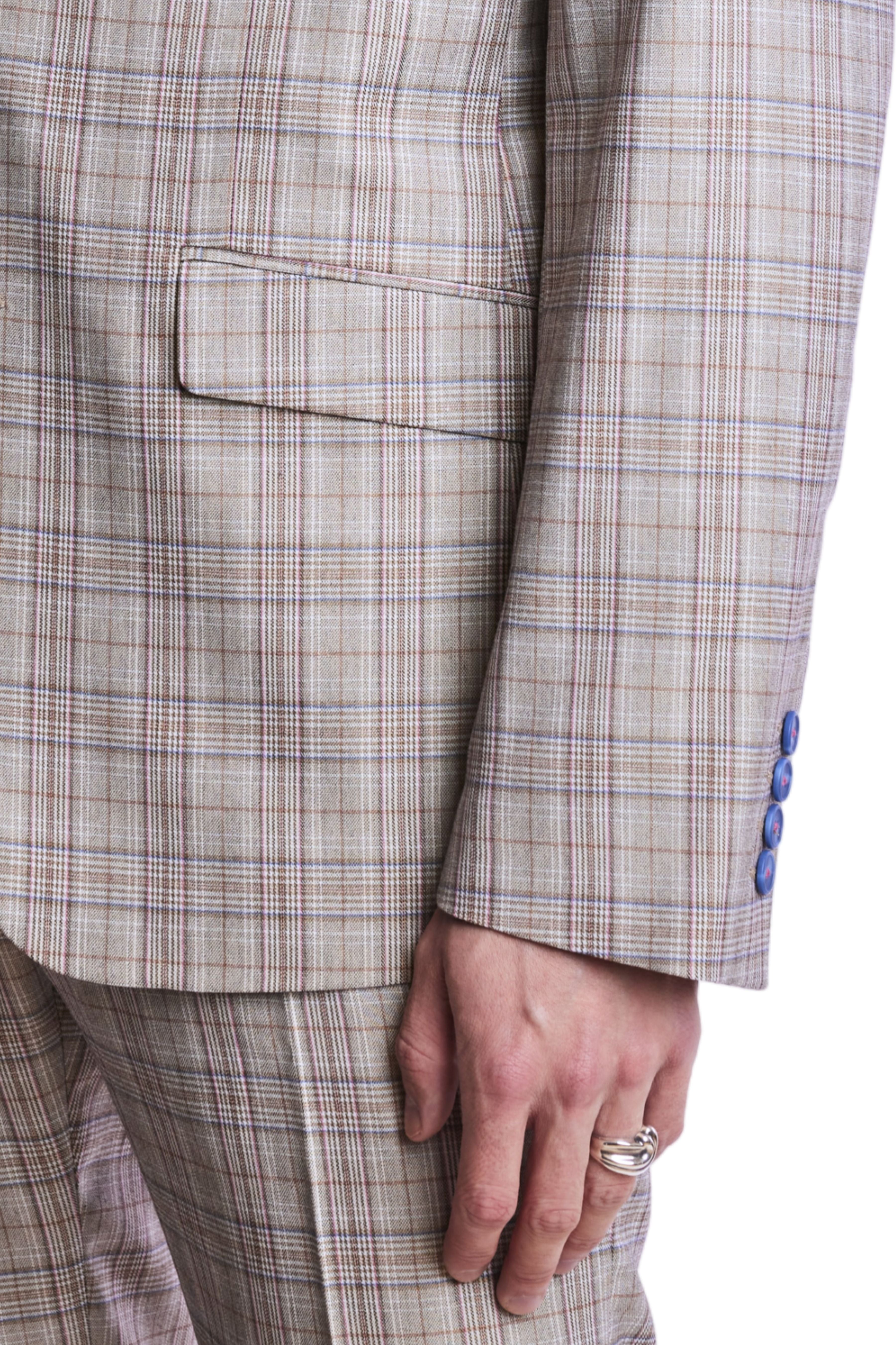 Dover Notch Jacket  - slim - Tan Pink Blue Plaid