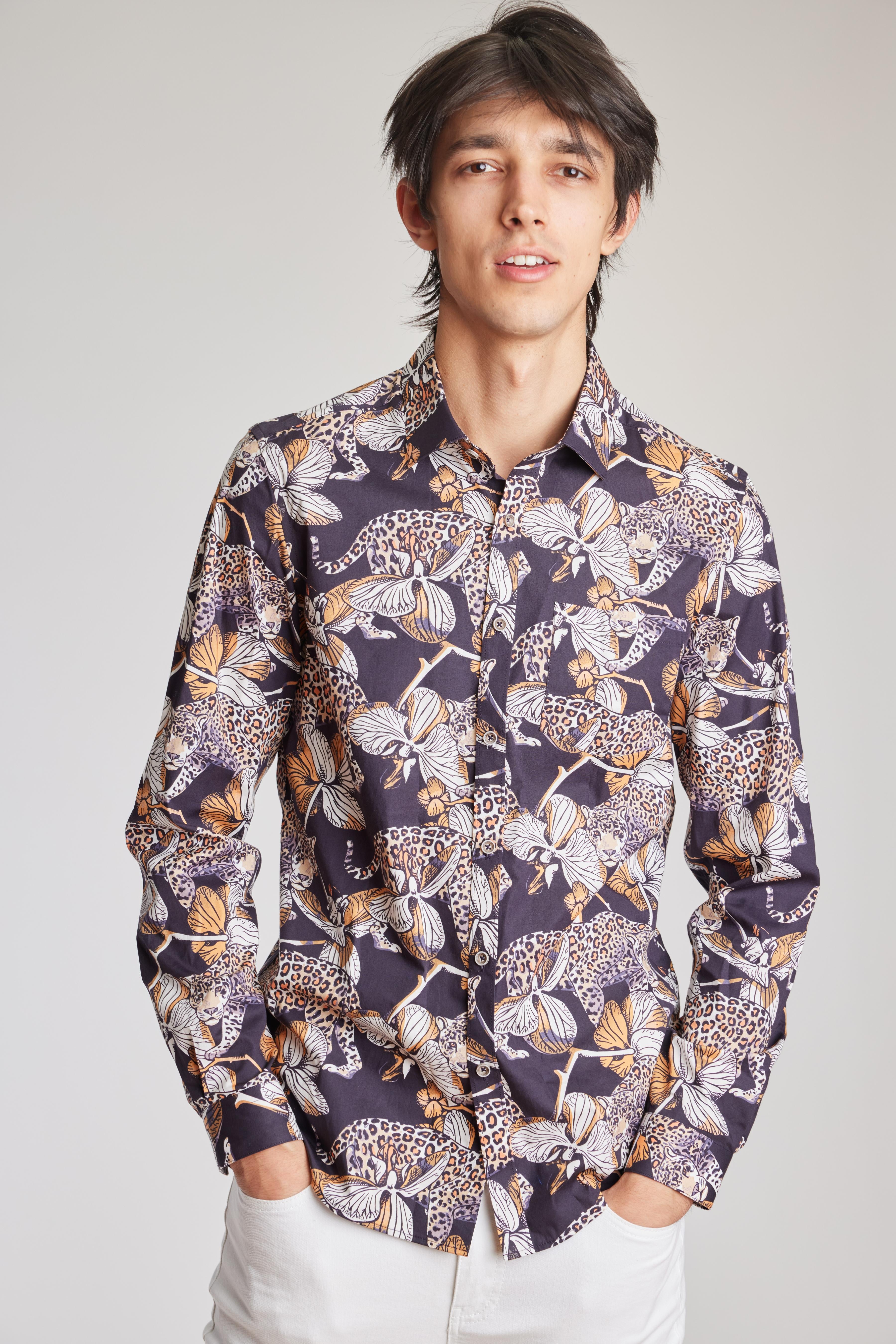 Samuel Spread Collar Shirt - Leopards