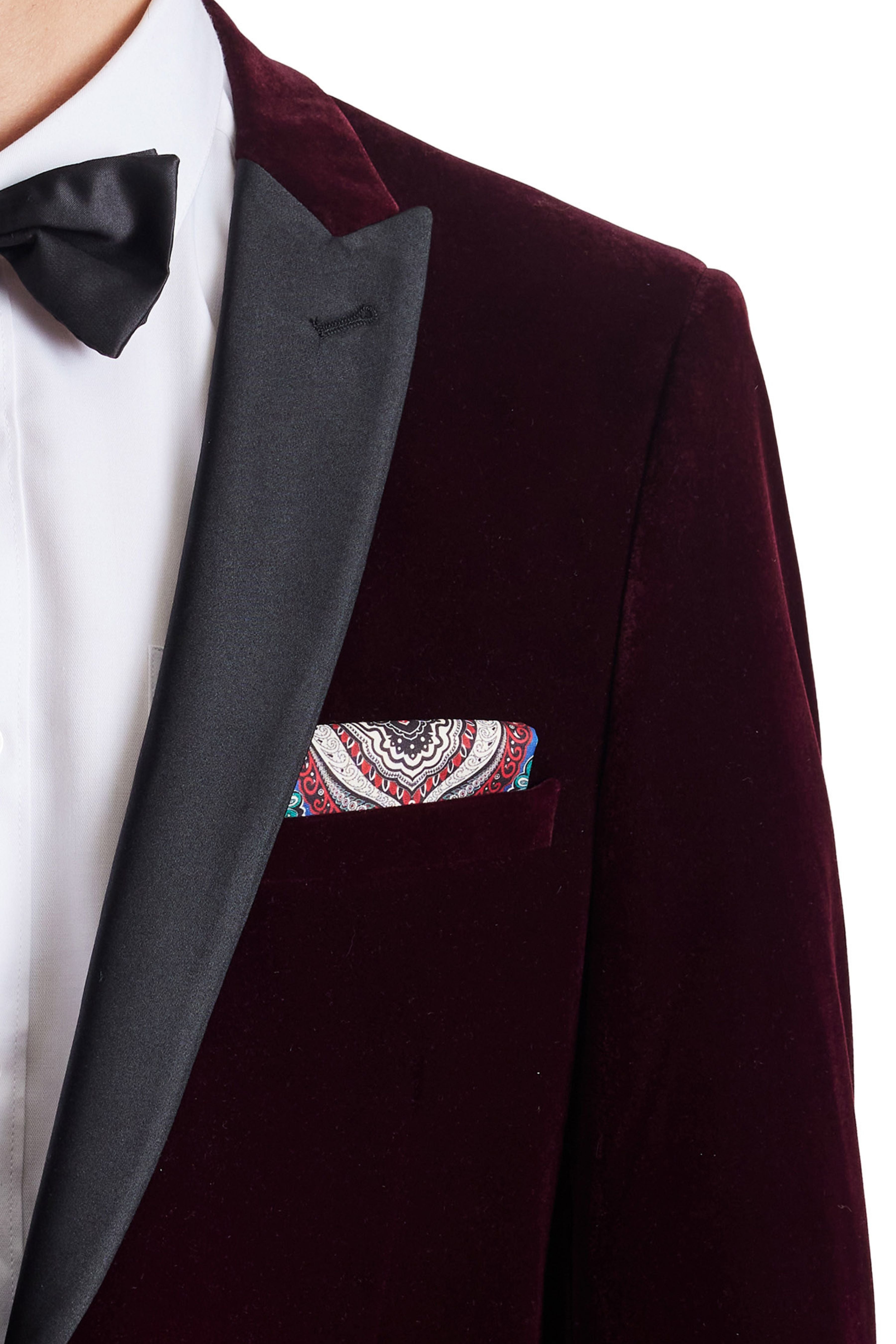Grosvenor Peak Tux Jacket - slim - Rich Burgundy Velvet