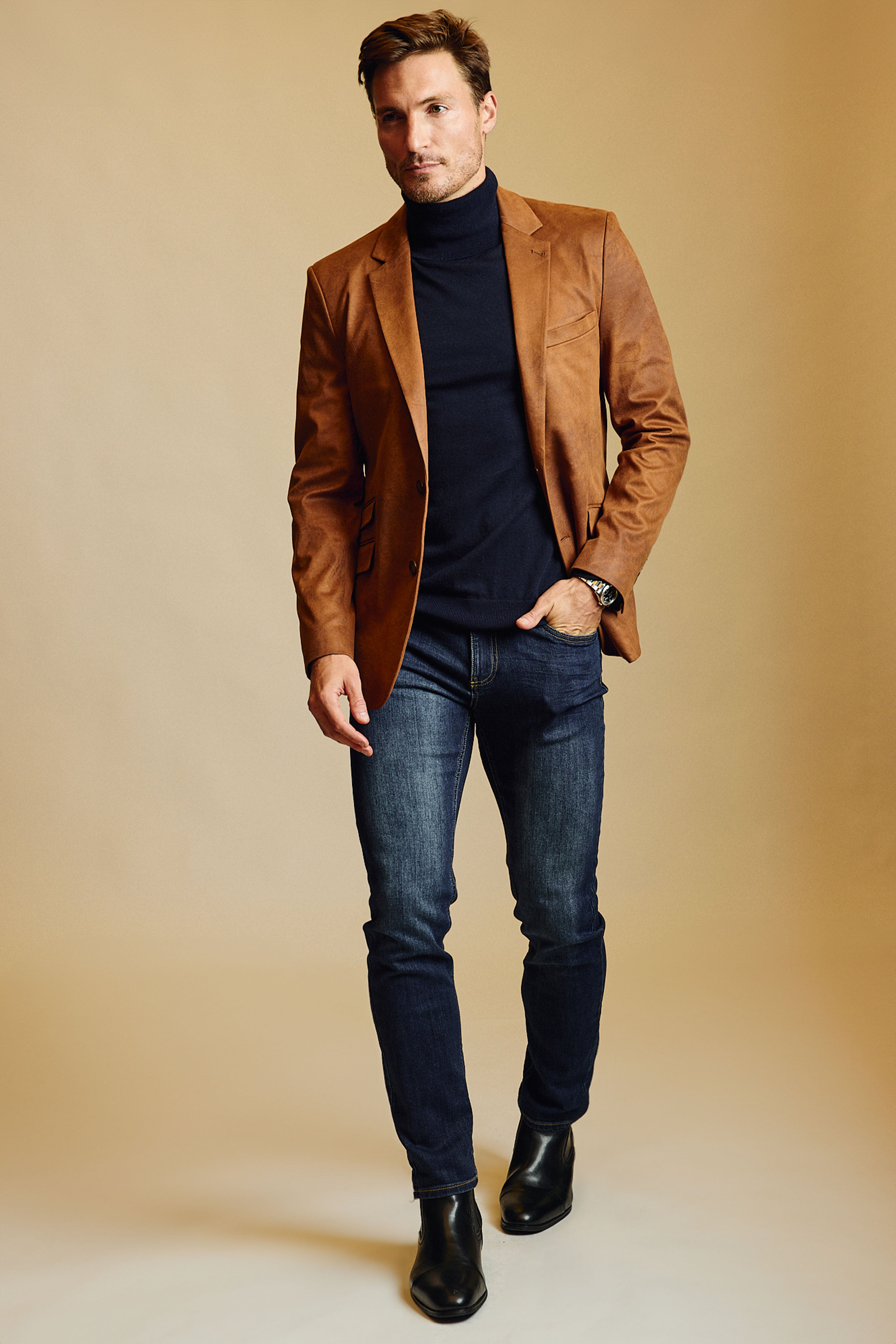 Notch Sports Jacket - Brown Caramel Vegan Leather