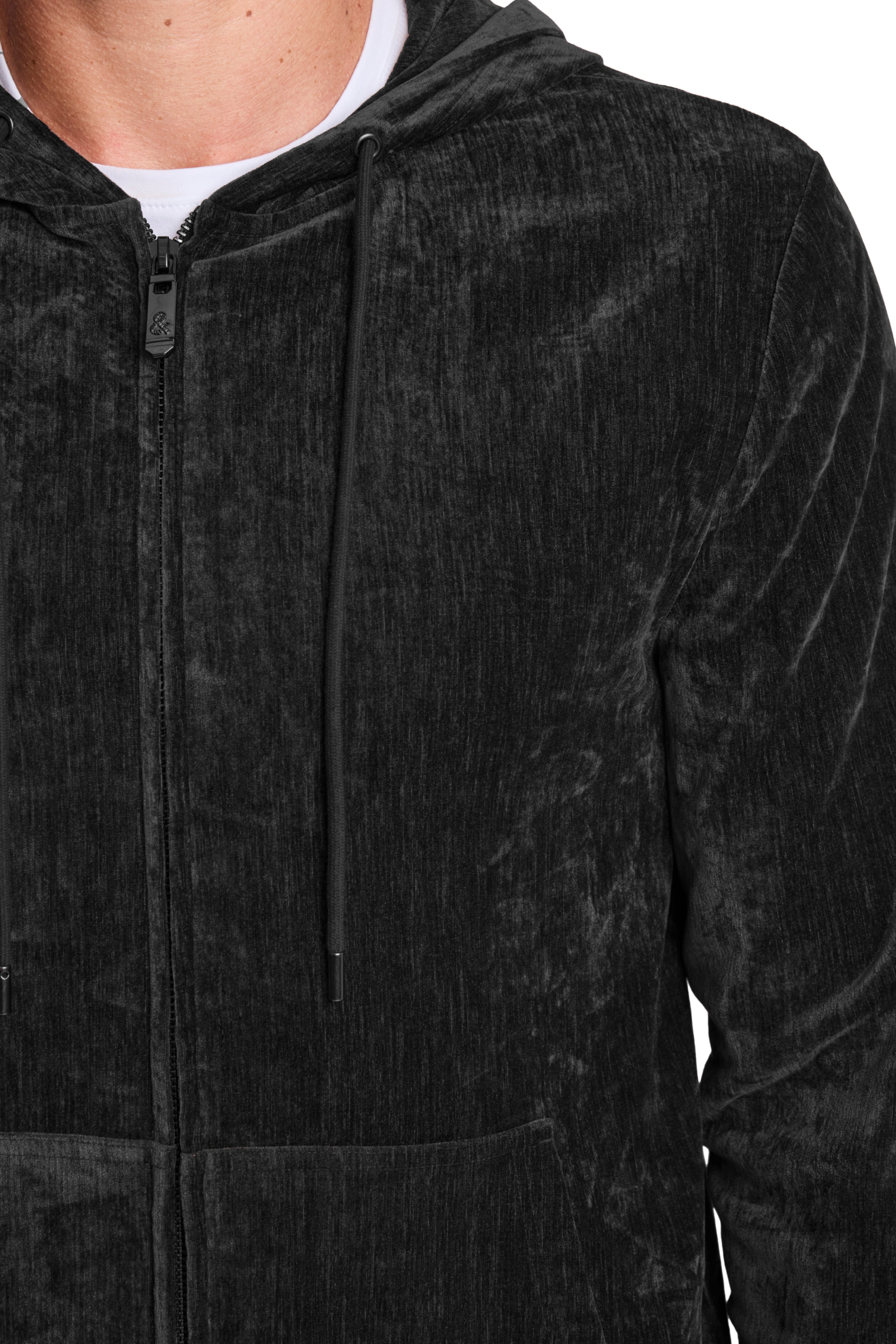 Velvet Zip-Up Hoody - Black Velvet