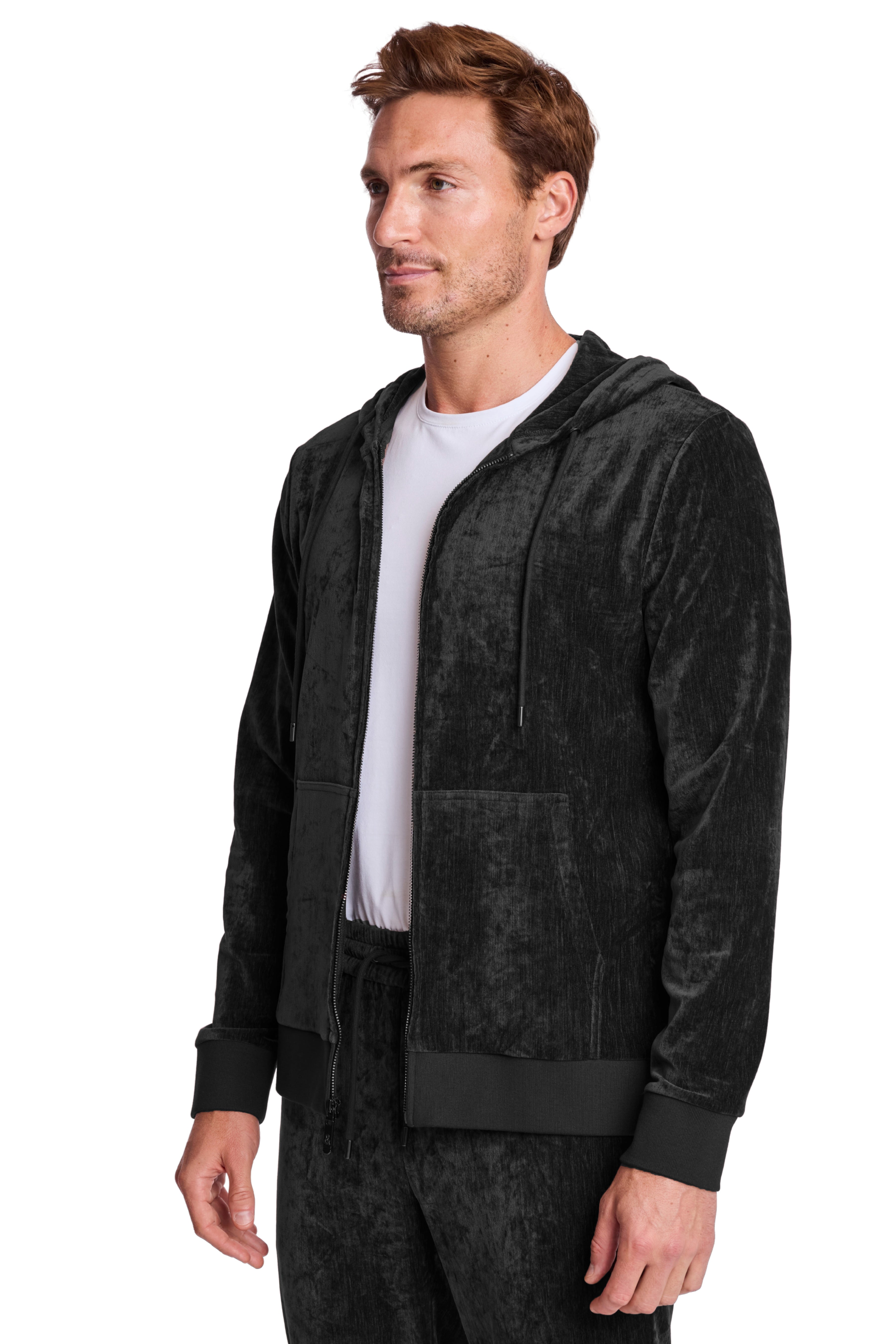 Velvet Zip-Up Hoody - Black Velvet
