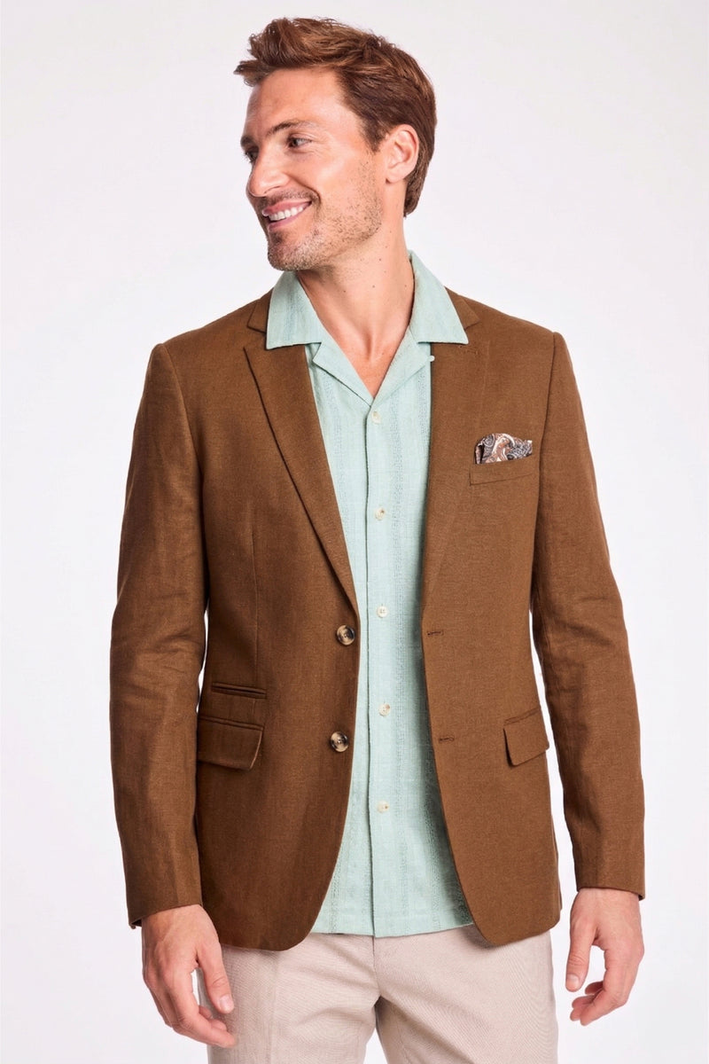 Dover Notch Jacket - slim - Brown Linen – Paisley & Gray