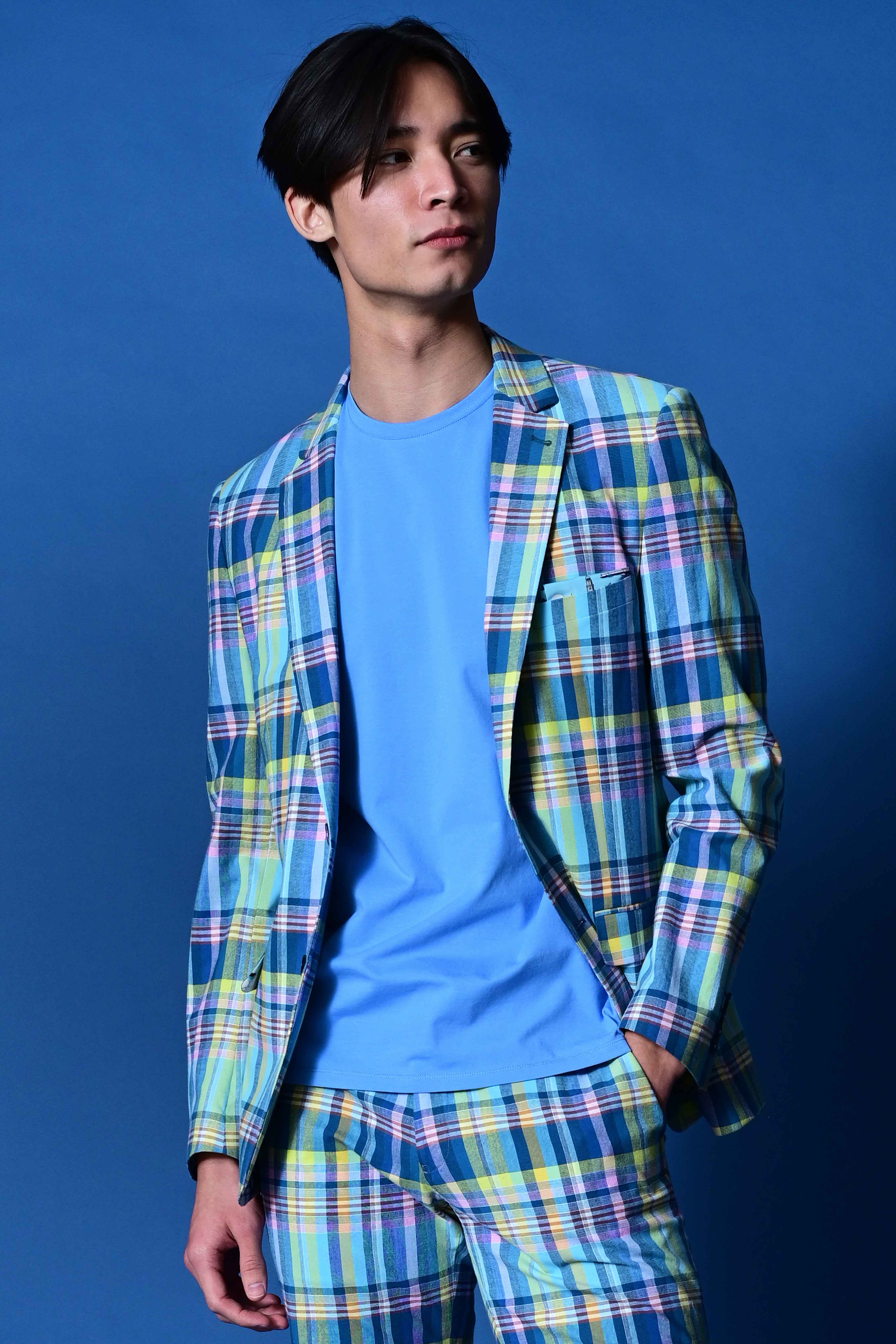 Dover Notch Jacket - slim - Pink Yellow Madras