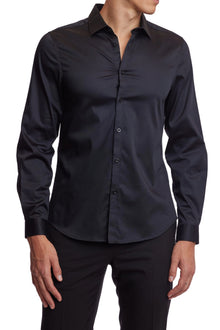  Samuel Spread Collar Shirt - Coal Black