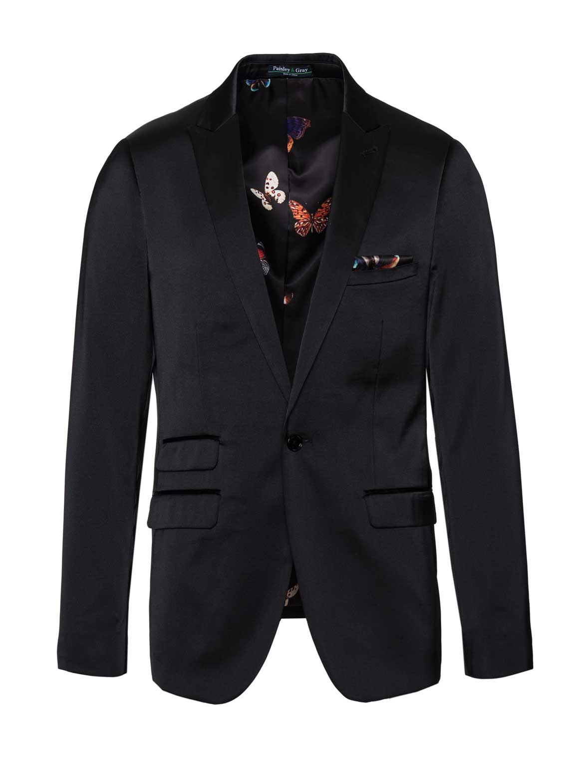 Baxter Peak Tuxedo Jacket - Skinny - Black Satin