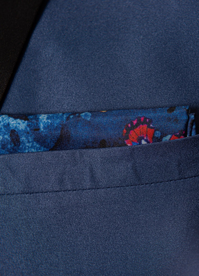 Grosvenor Peak Tuxedo Jacket - Slim - Blue Silky