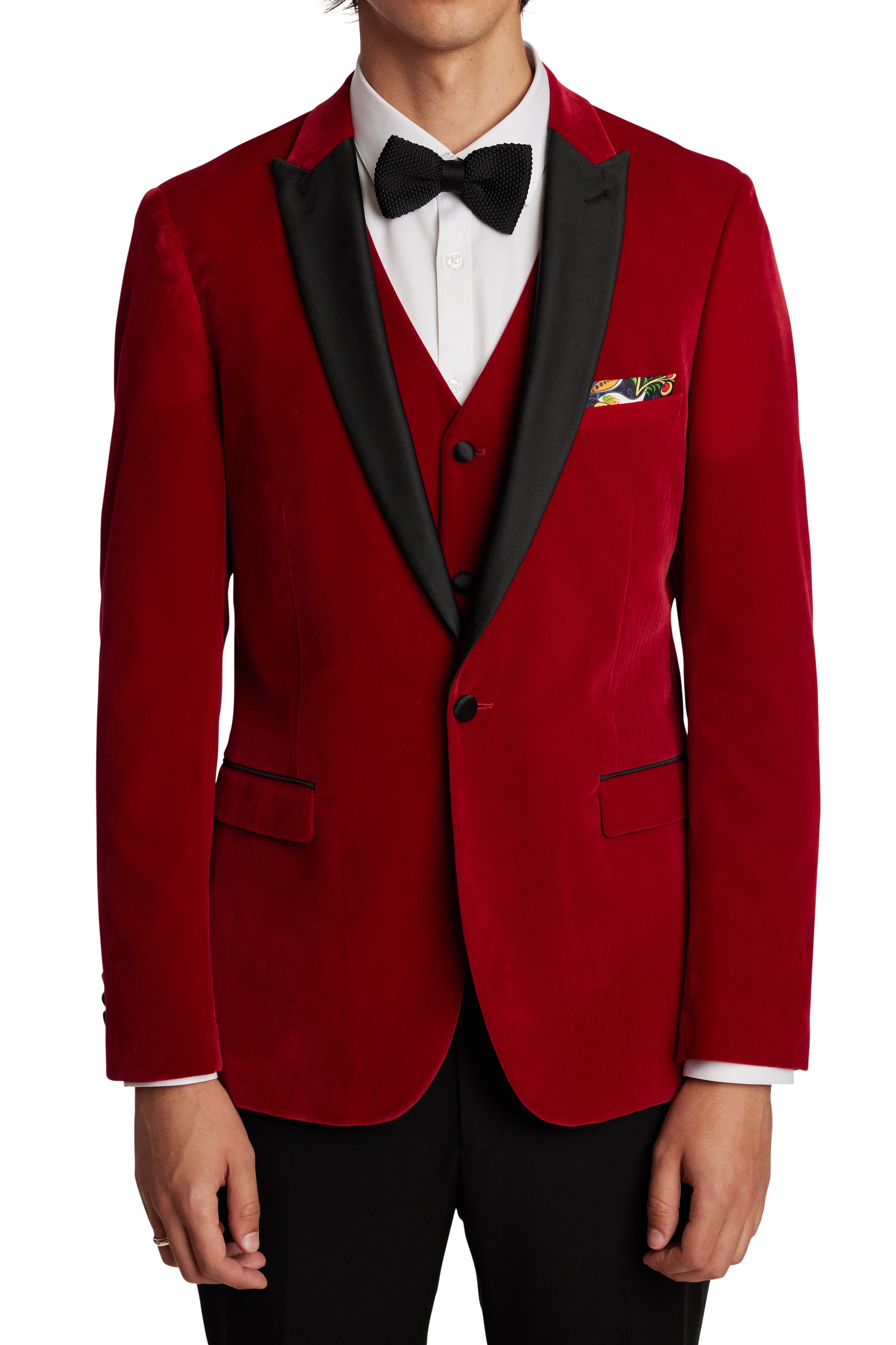 Chatsworth Tux Vest - slim - Scarlet Satin