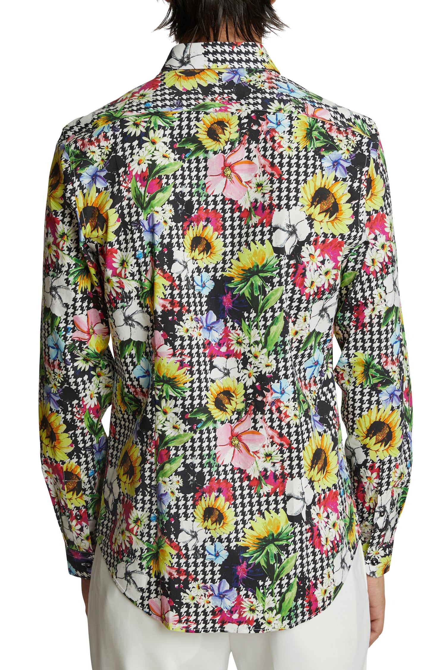 Samuel Spread Collar Shirt - Floral Houndstooth